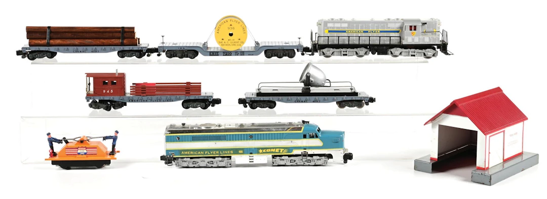 LOT OF 3: AMERICAN FLYER S-GA. NO. 370 DIESEL FREIGHT SET, NO. 466