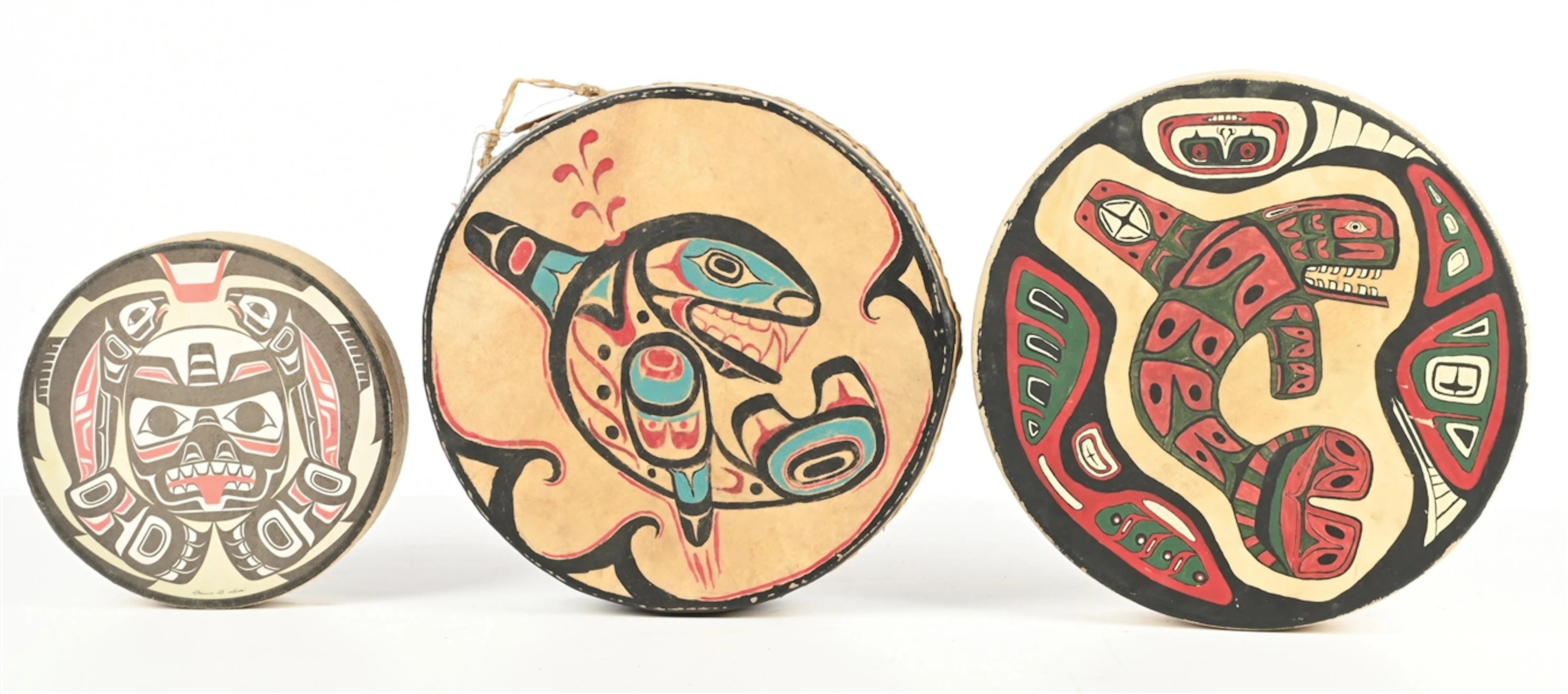 LOT OF 3:NORTHWEST COAST HAND DRUMS