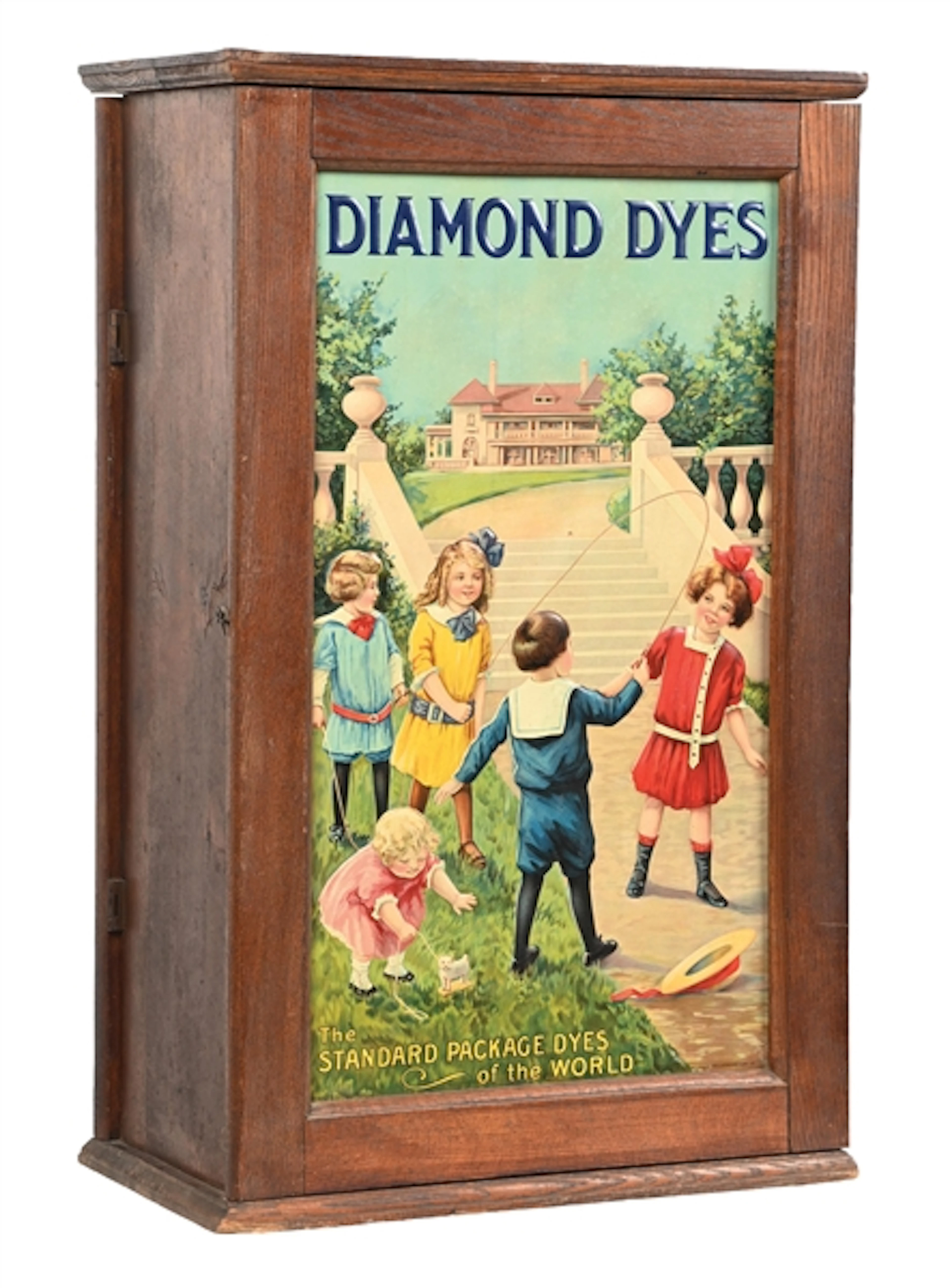 TIN FRONT DIAMOND DYES CABINET