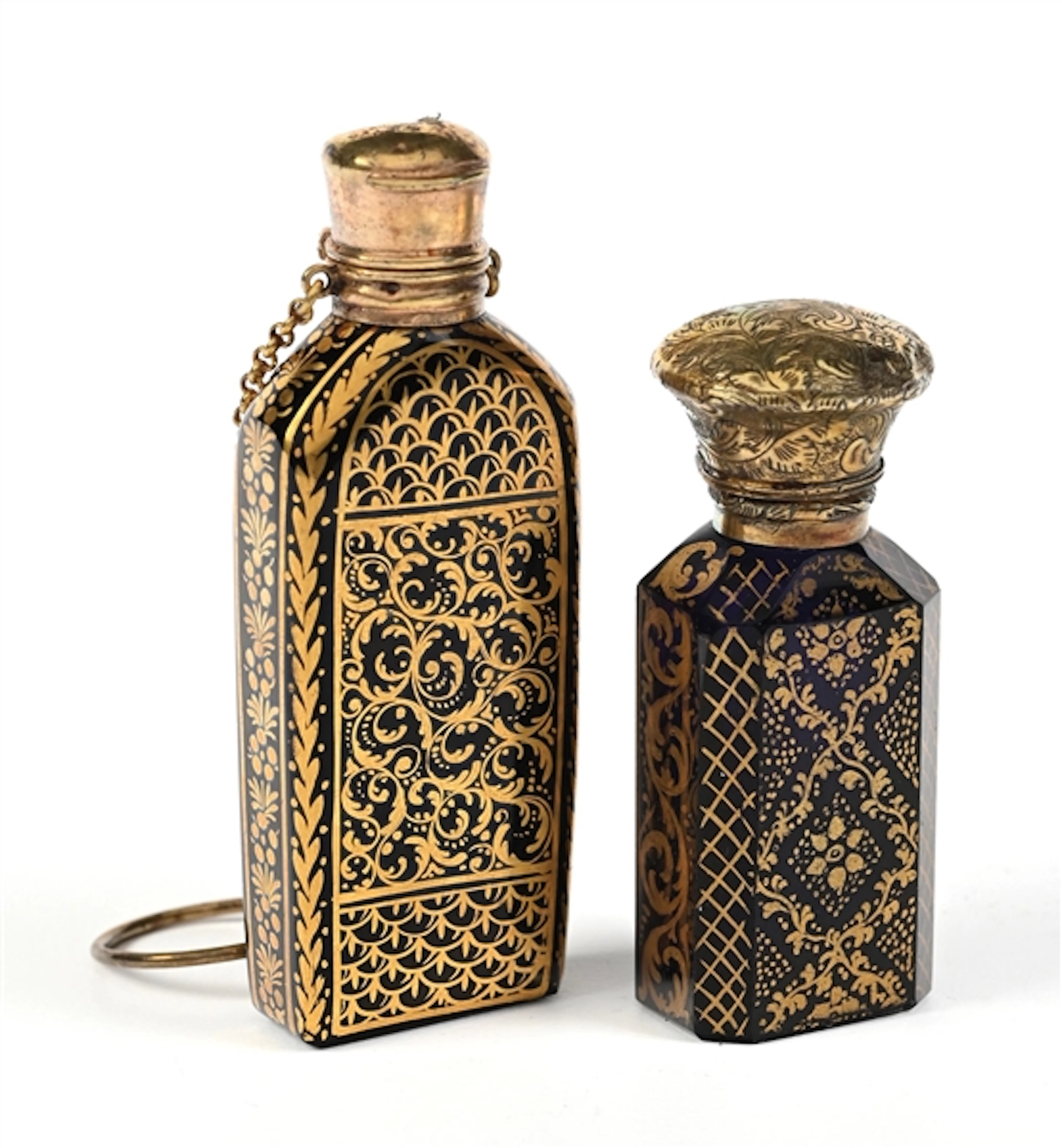 LOT OF 2: VICTORIAN CHATELAINE PERFUME BOTTLES