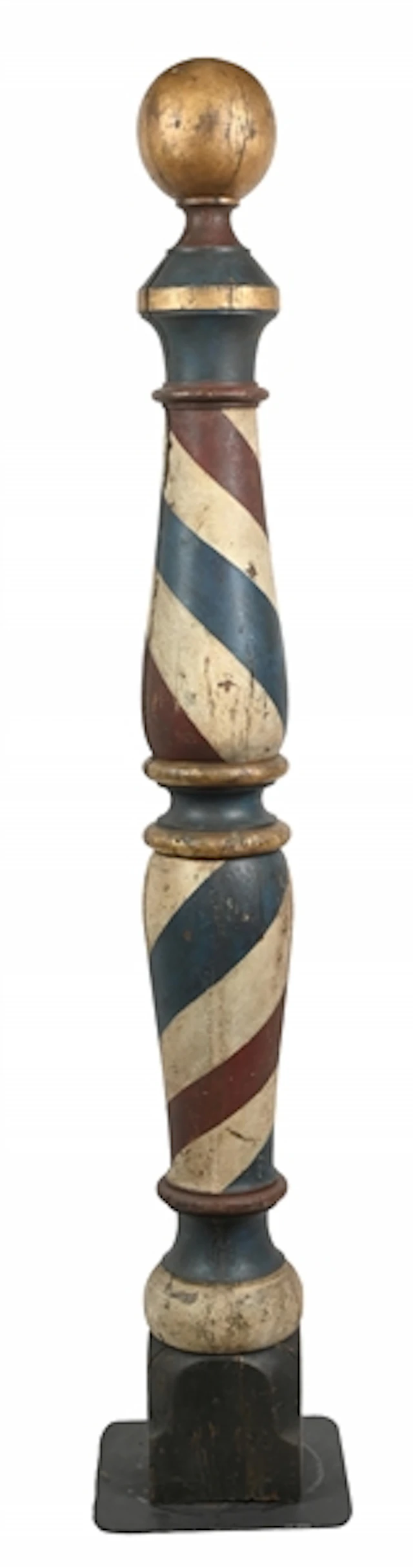LATE 19TH CENTURY WOODEN BARBER SHOP POLE TRADE SIGN