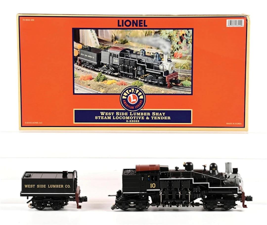 LIONEL O-GA. NO. 6-28022 WEST SIDE LUMBER SHAY STEAM LOCOMOTIVE & TENDER