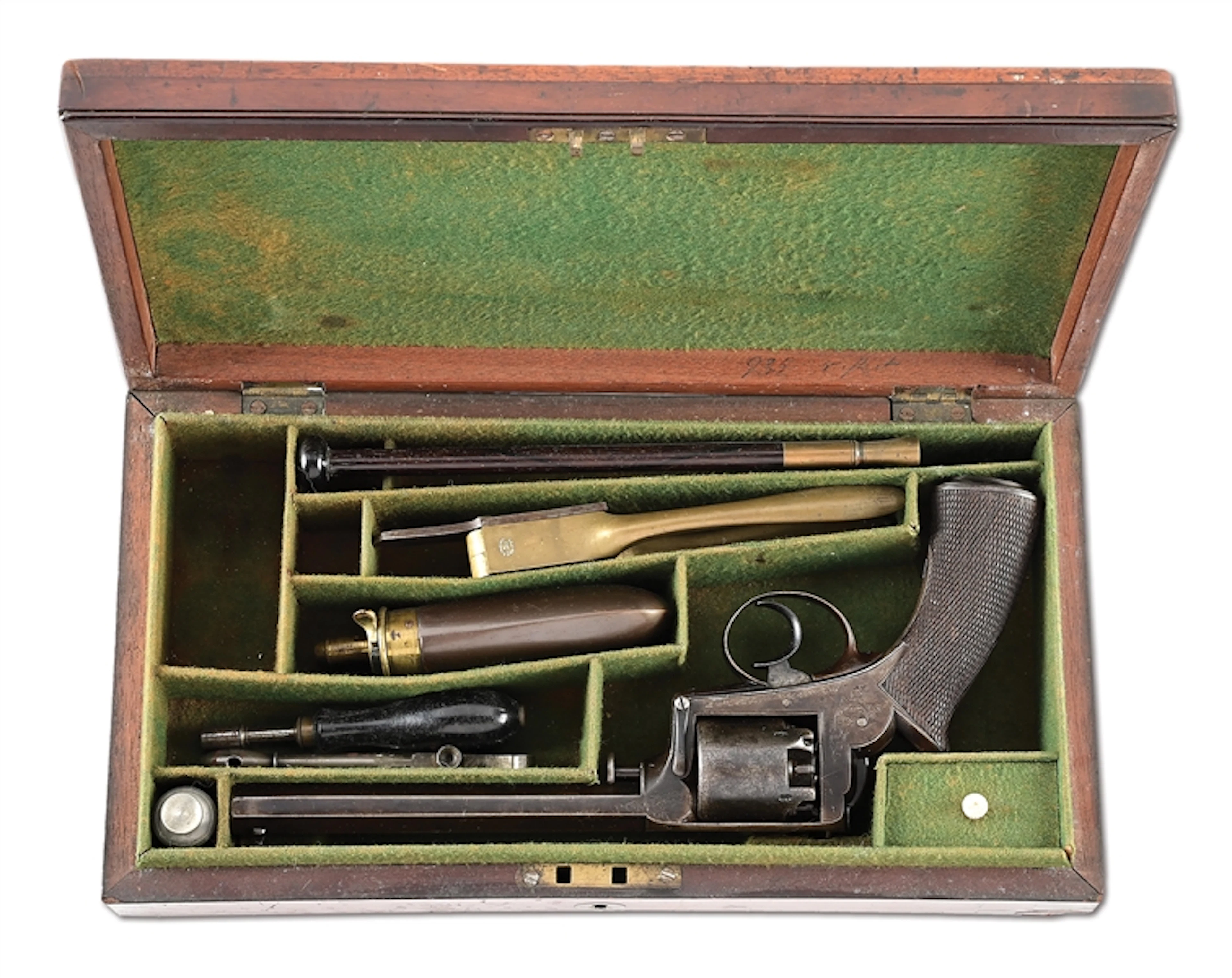 (A) CASED LONDON ADAMS PATENT 1850S DOUBLE ACTION PERCUSSION REVOLVER.