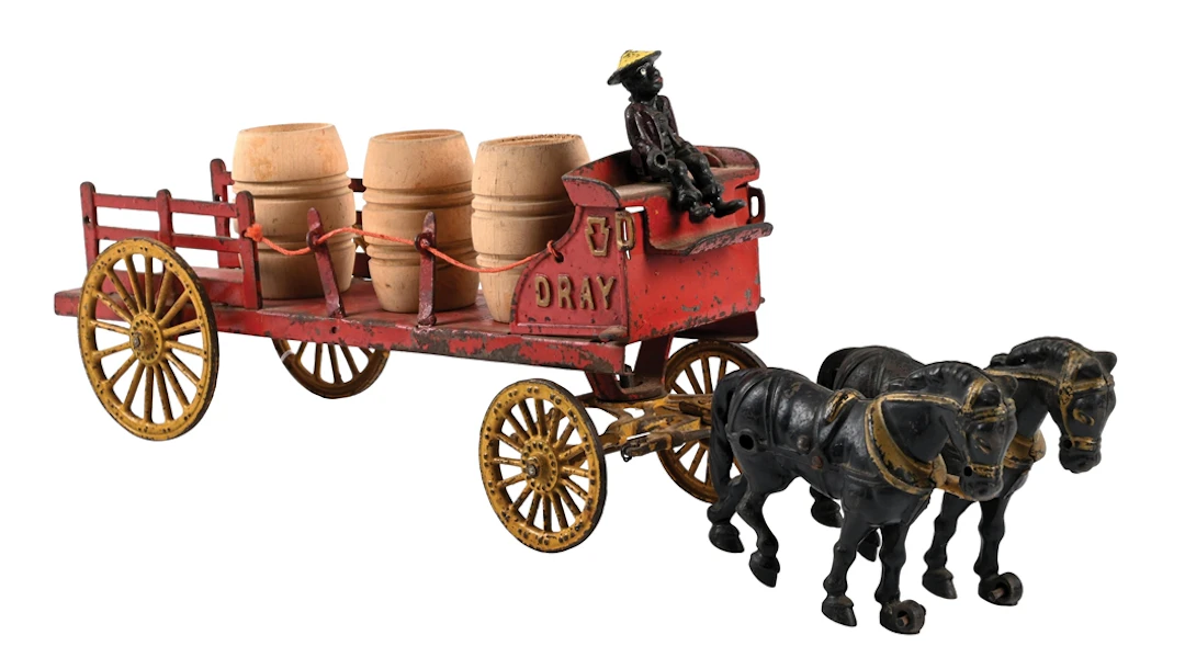 HUBLEY MANUFACTURING CO. TWO-HORSE CAST-IRON DRAY WAGON
