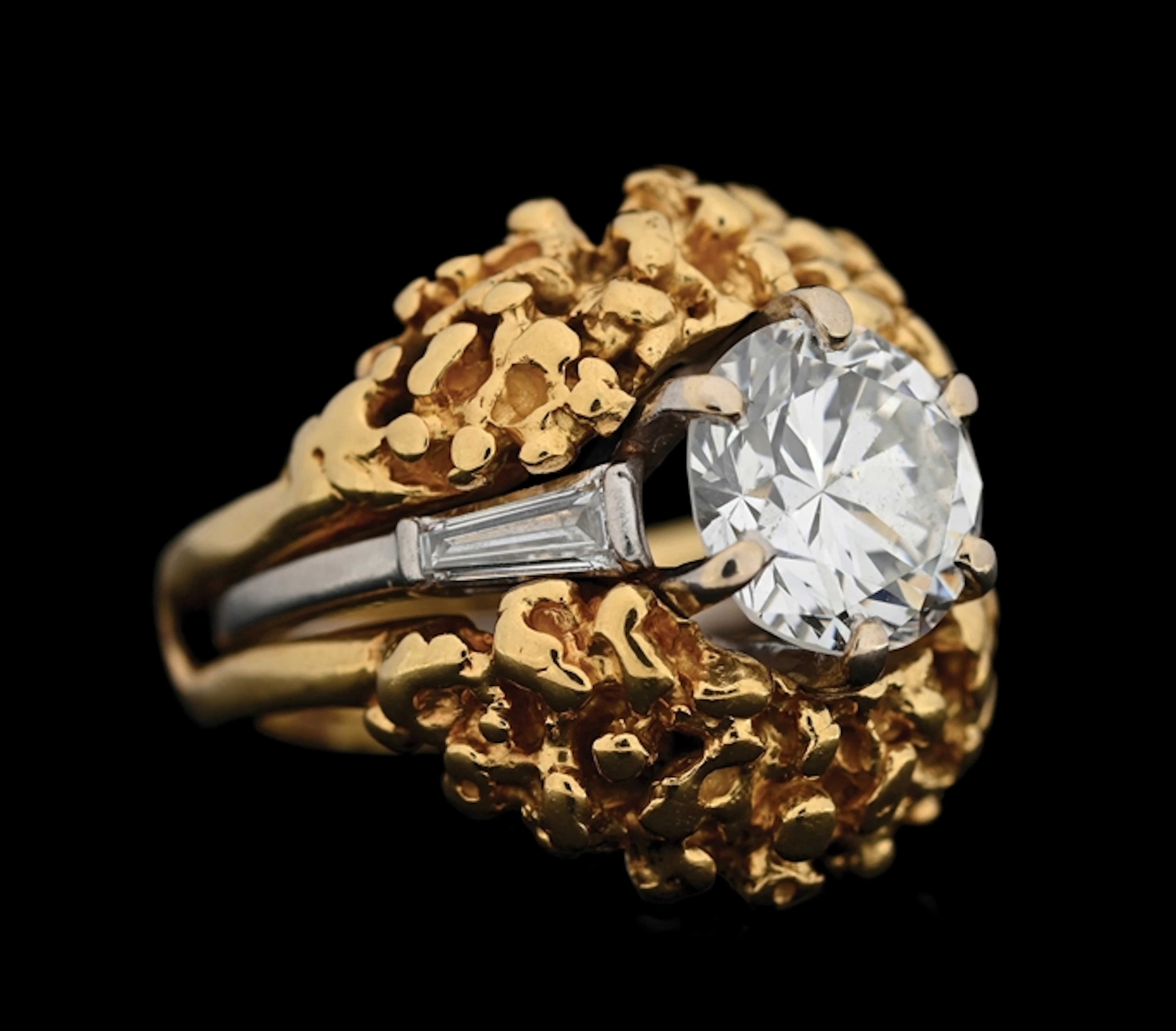 PLATINUM 3.43CT TW DIAMOND RING & 18K GOLD JACKET/BAND