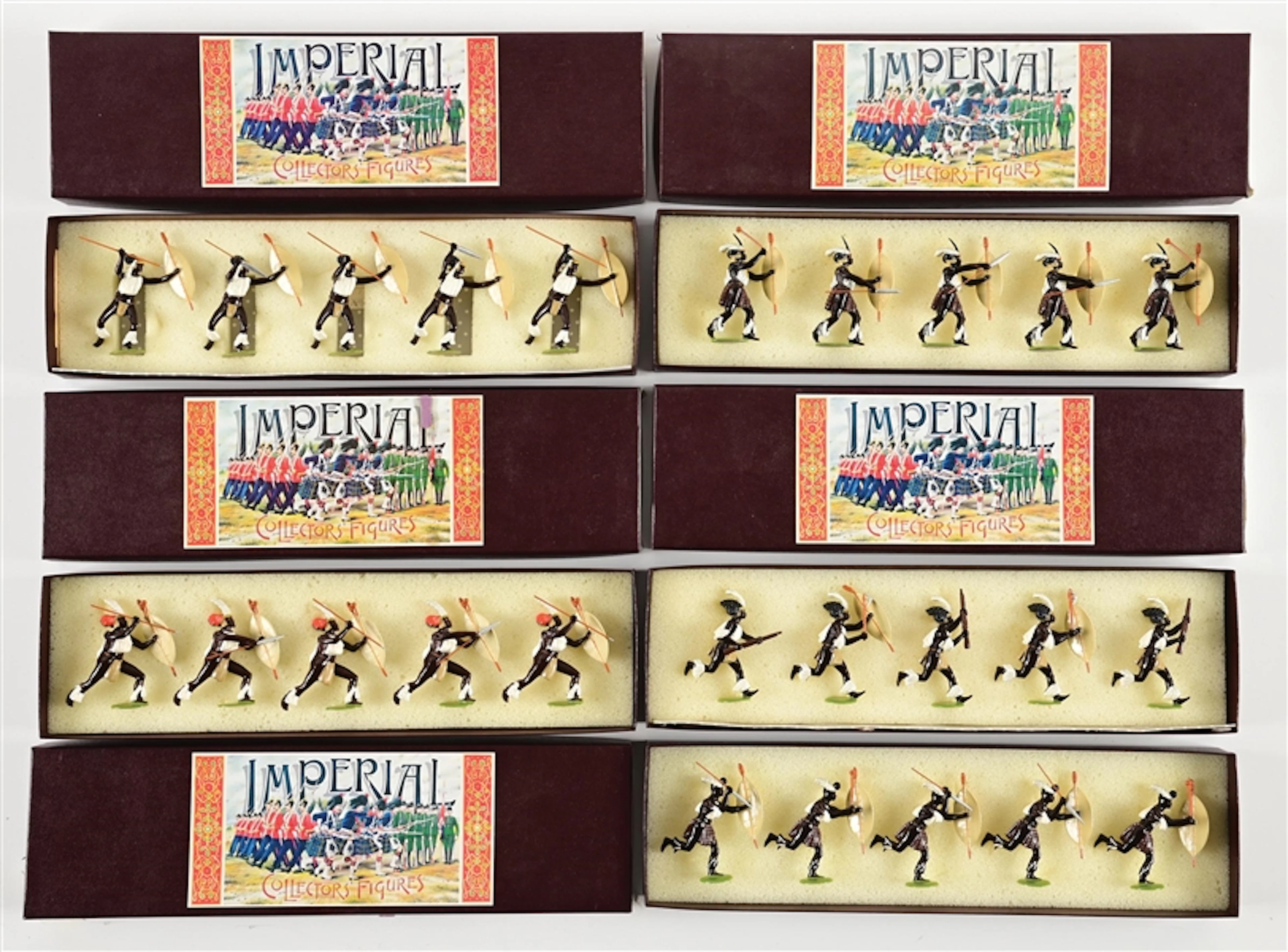 LOT OF 5: IMPERIAL SERIES ZULU REGIMENT, 1879 TOY SOLDIER SETS W/ BOXES