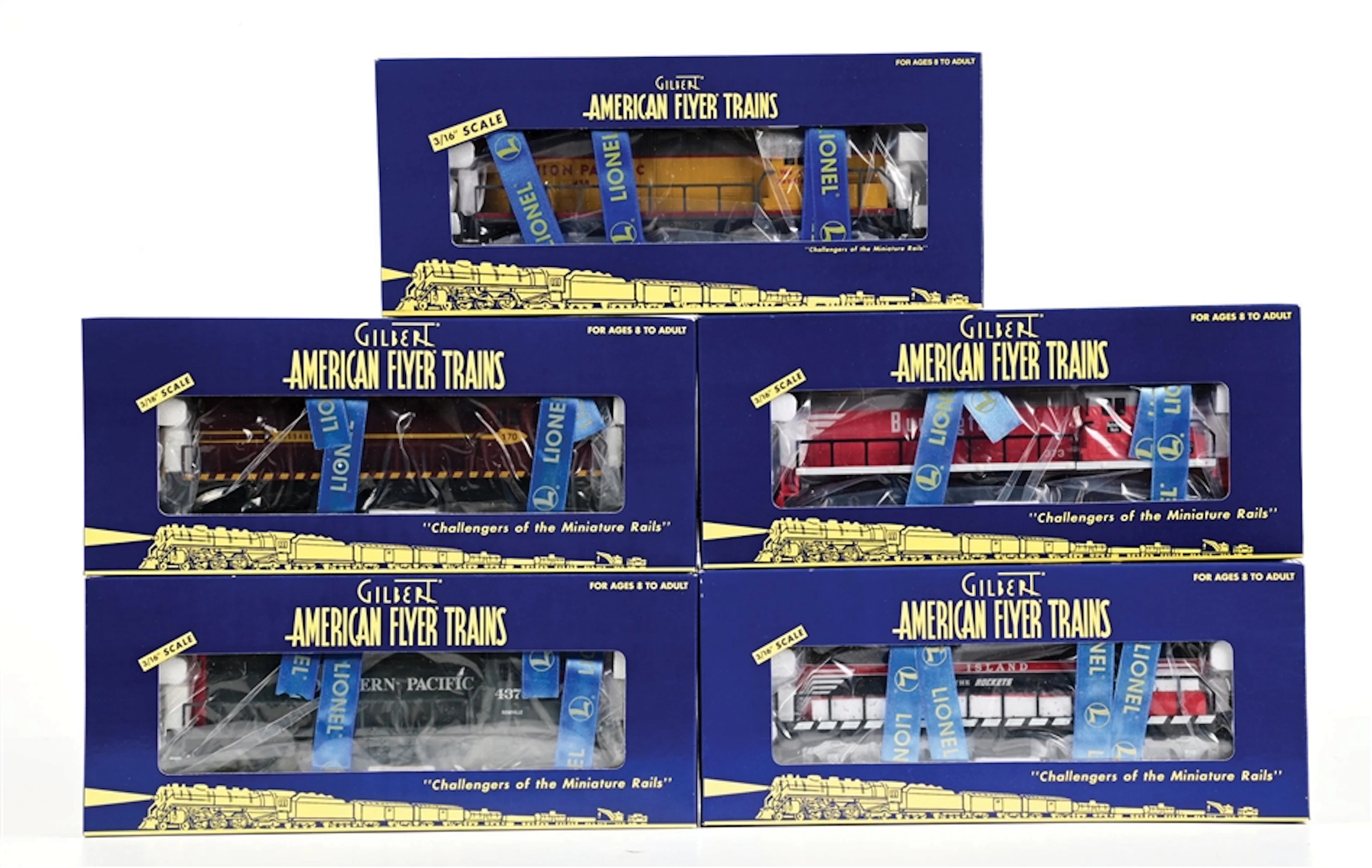 LOT OF 5: MODERN ERA AMERICAN FLYER S-GA. DIESEL LOCOMOTIVES W/ ORIGINAL BOXES