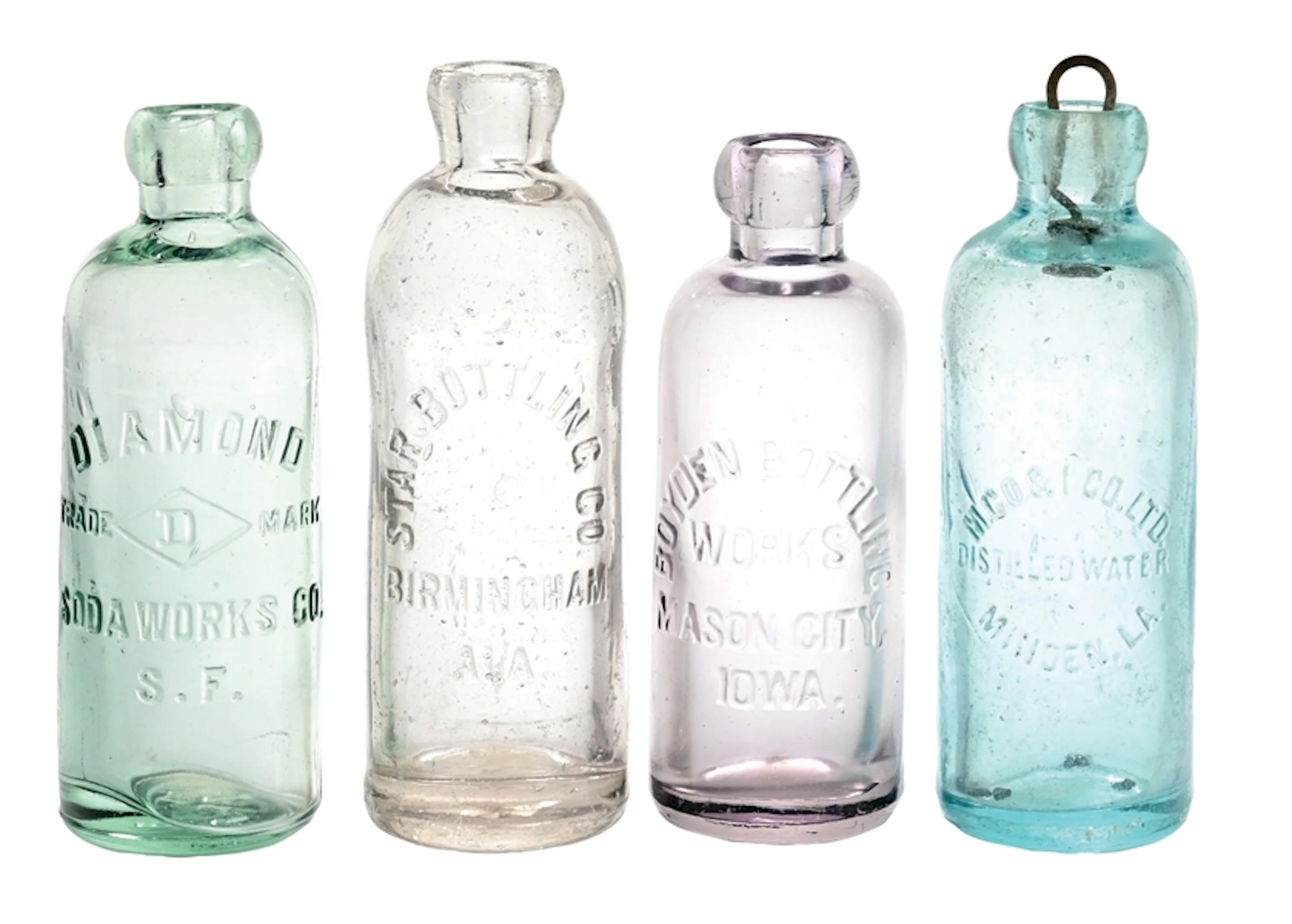 LOT OF 4: HUTCHINSON GLASS BOTTLES