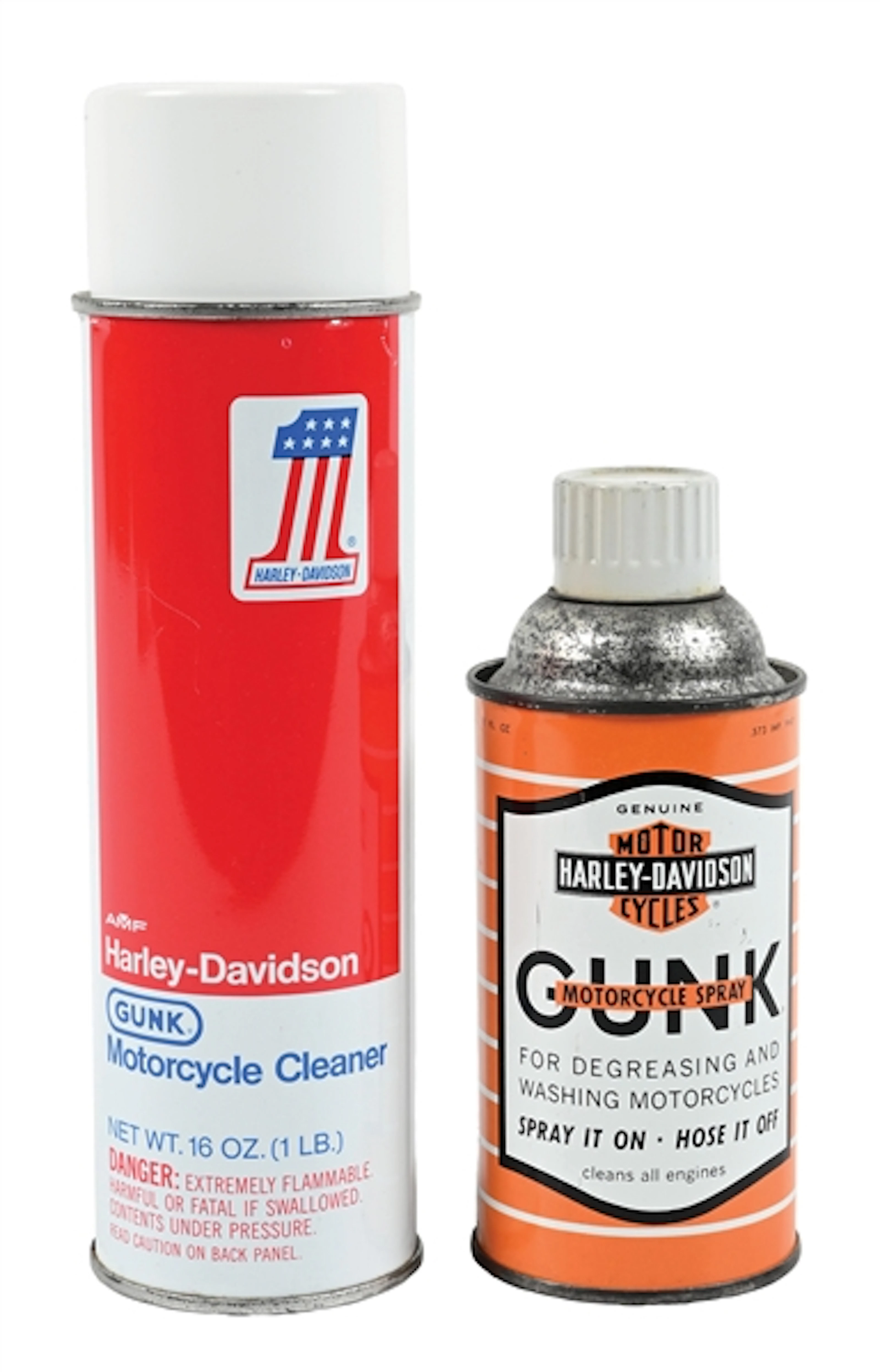 COLLECTION OF 2: HARLEY-DAVIDSON GUNK MOTORCYCLE CLEANER CANS