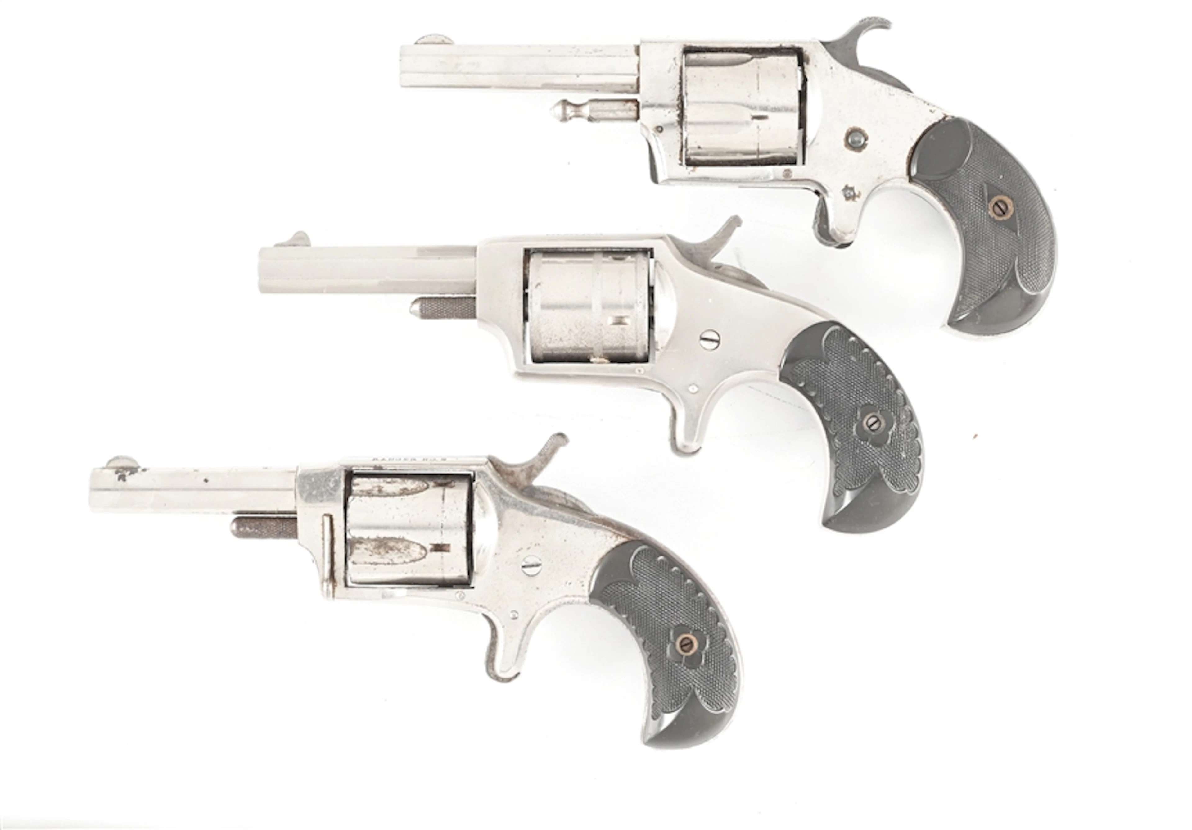 (A) LOT OF (3) HOPKINS & ALLEN 19TH CENTURY SPUR TRIGGER POCKET REVOLVERS.