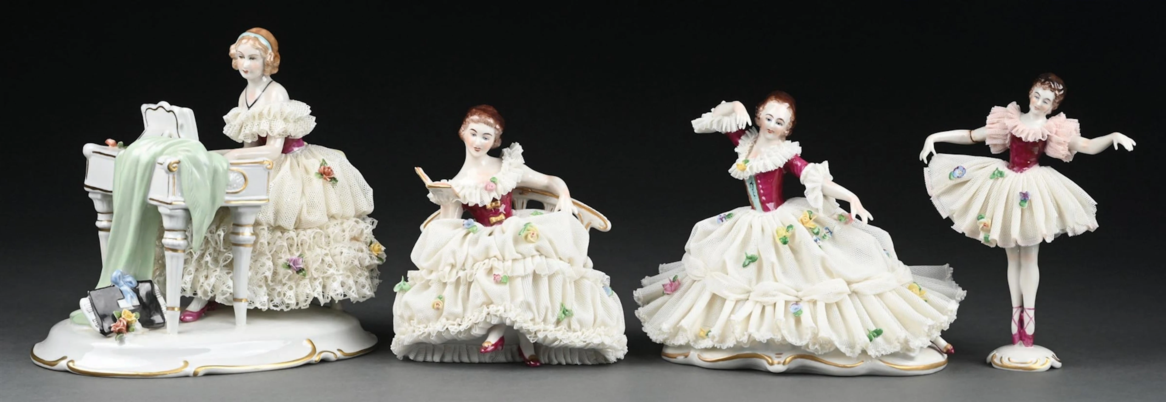 LOT OF 4: MULLER VOLKSTEDT AND UNTERWEISBACH MUSIC TEAM PORCELAIN