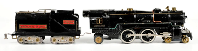 LOT OF 2: AMERICAN FLYER STD-GA. NO. 4694 STEAM LOCOMOTIVE & TENDER