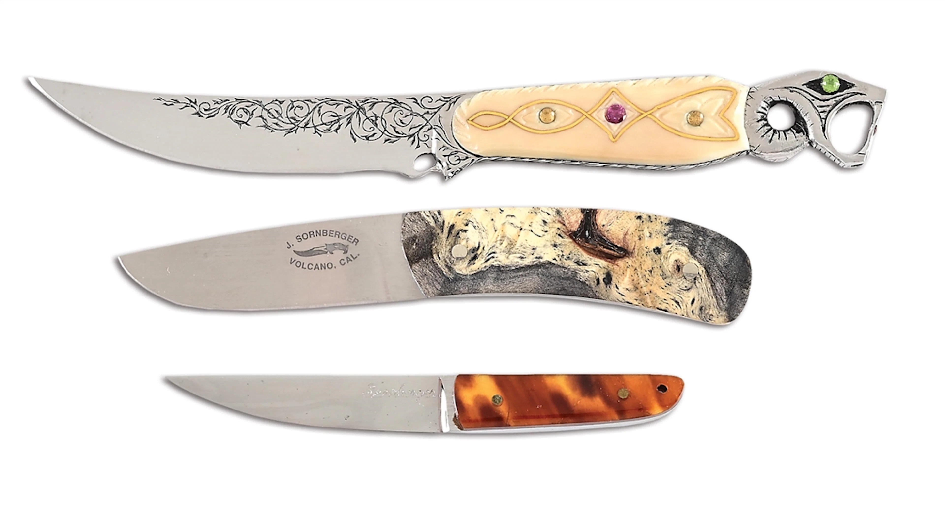 LOT OF 3: LOT OF 3: JIM SORNBERGER MINIATURE KNIVES.