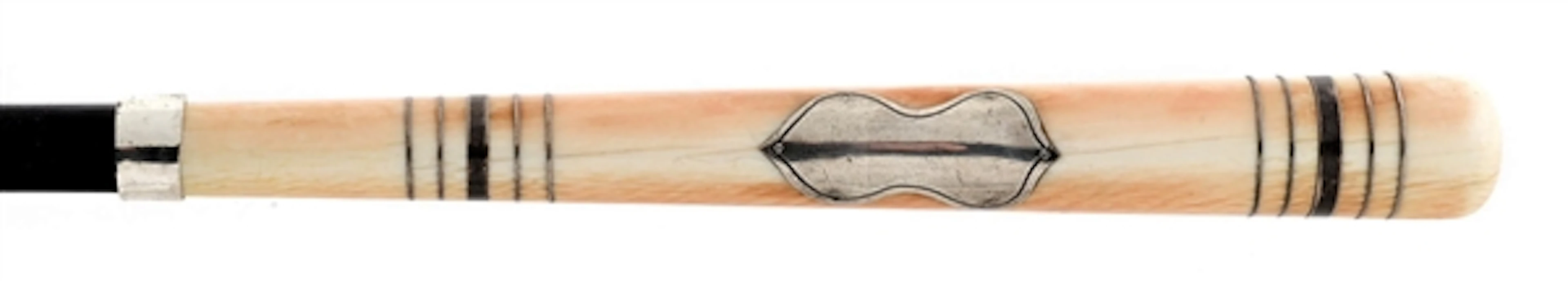 IVORY HANDLE AND DARK WOOD SHAFT CANE