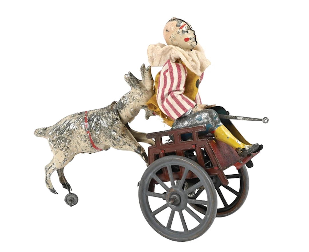 S. GÜNTHERMANN ATTRIBUTED BILLY GOAT PUSHING CLOWN IN CART