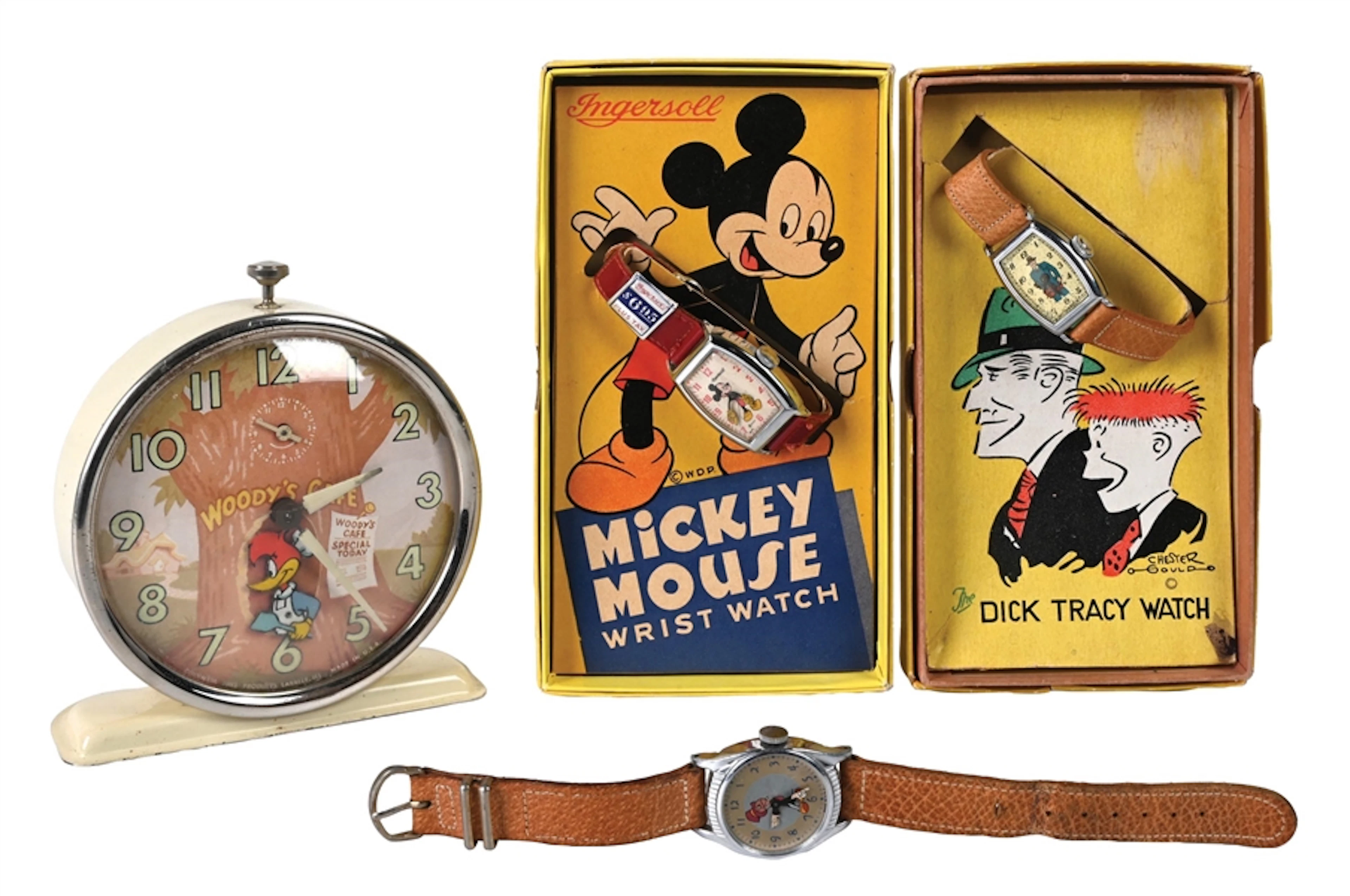 LOT OF 4: VARIOUS AMERICAN-MADE COMIC CLOCKS & WATCHES