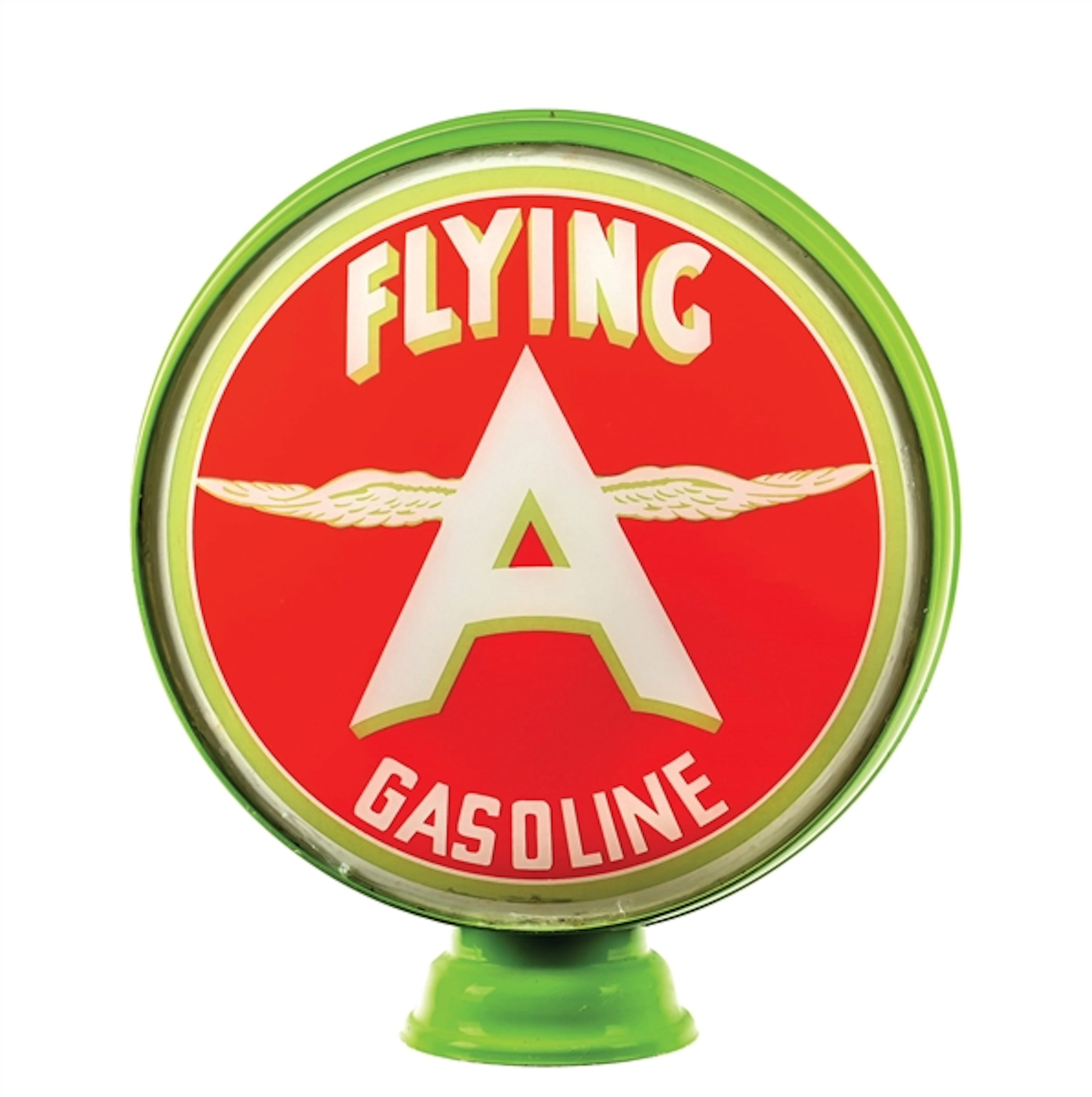 RARE ASSOCIATED FLYING A GASOLINE SINGLE 15" GLOBE LENS ON LOW PROFILE