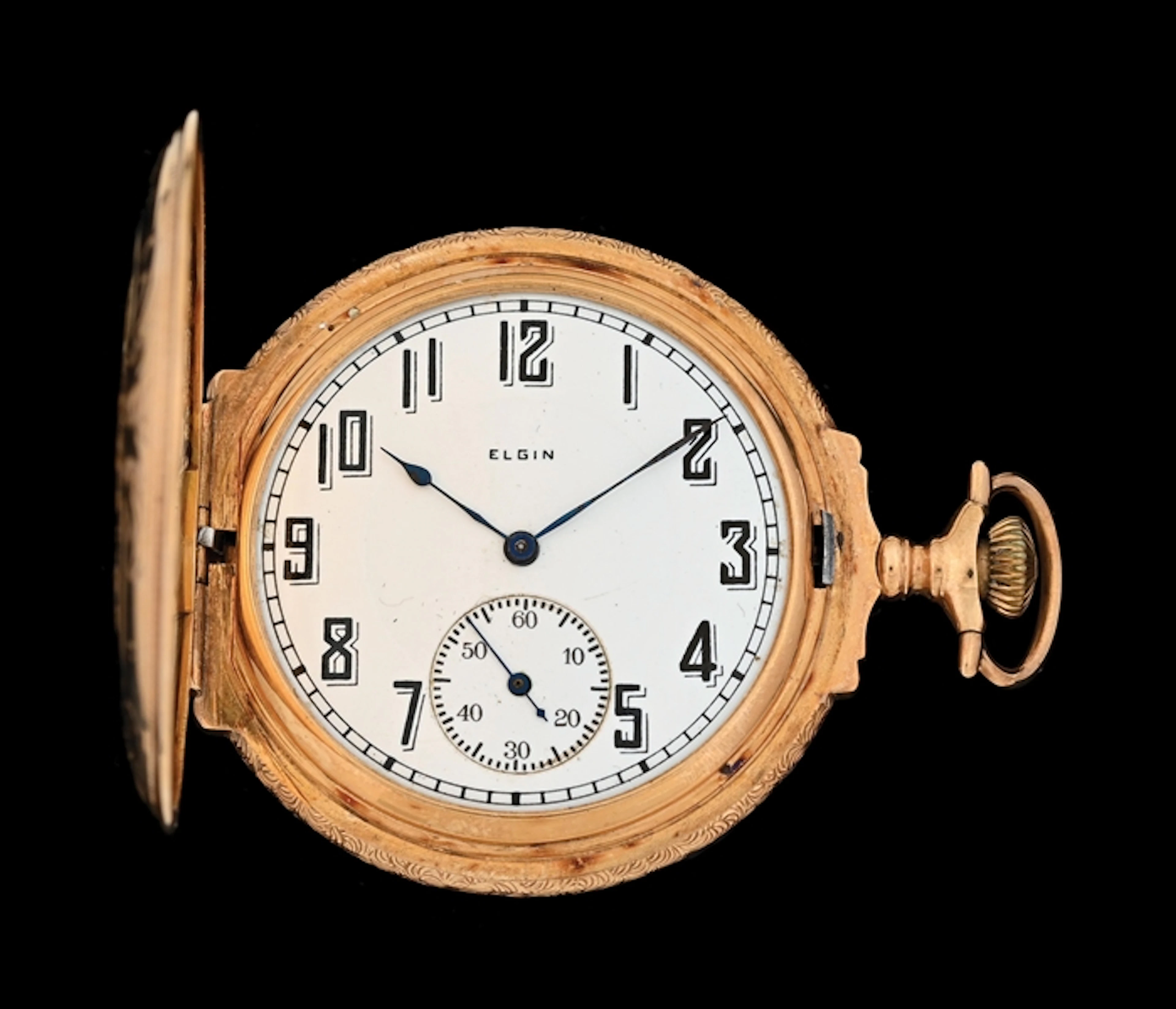 14K MULTI-COLOR GOLD ELGIN H/C BOX HINGE POCKET WATCH