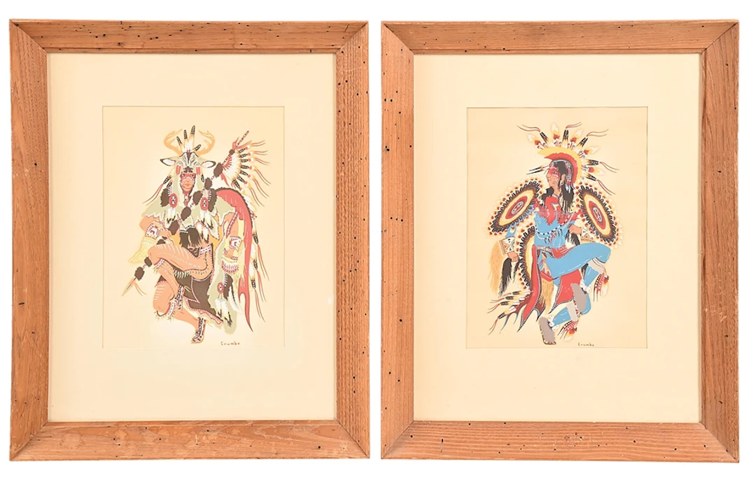 LOT OF 2: FANCY DANCER SERIGRAPHS ON PAPER BY WOODY CRUMBO (POTAWATOMI