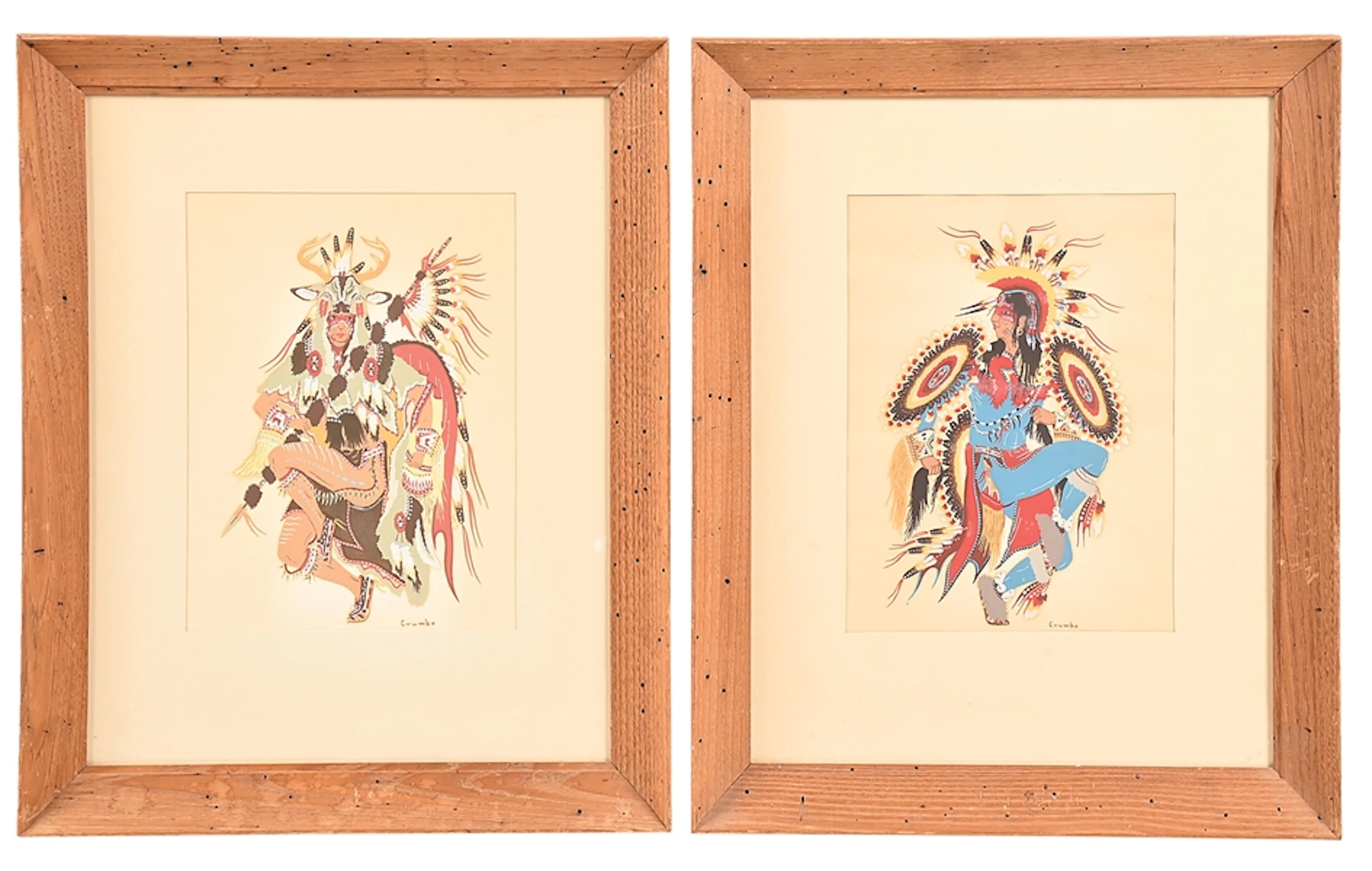 LOT OF 2: FANCY DANCER SERIGRAPHS ON PAPER BY WOODY CRUMBO (POTAWATOMI