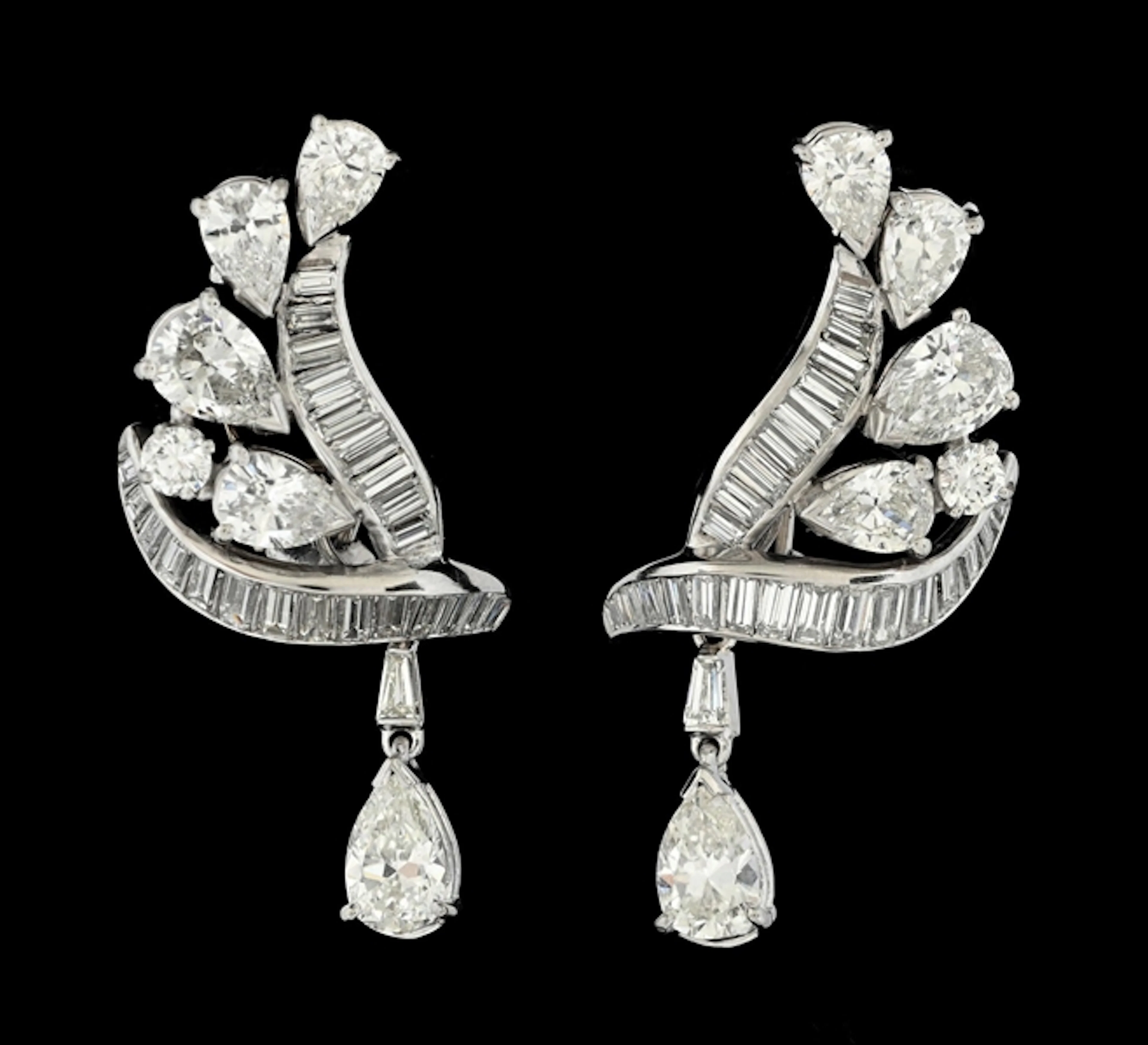 PLATINUM DIAMOND DROP EARRINGS, 7.25CT TW