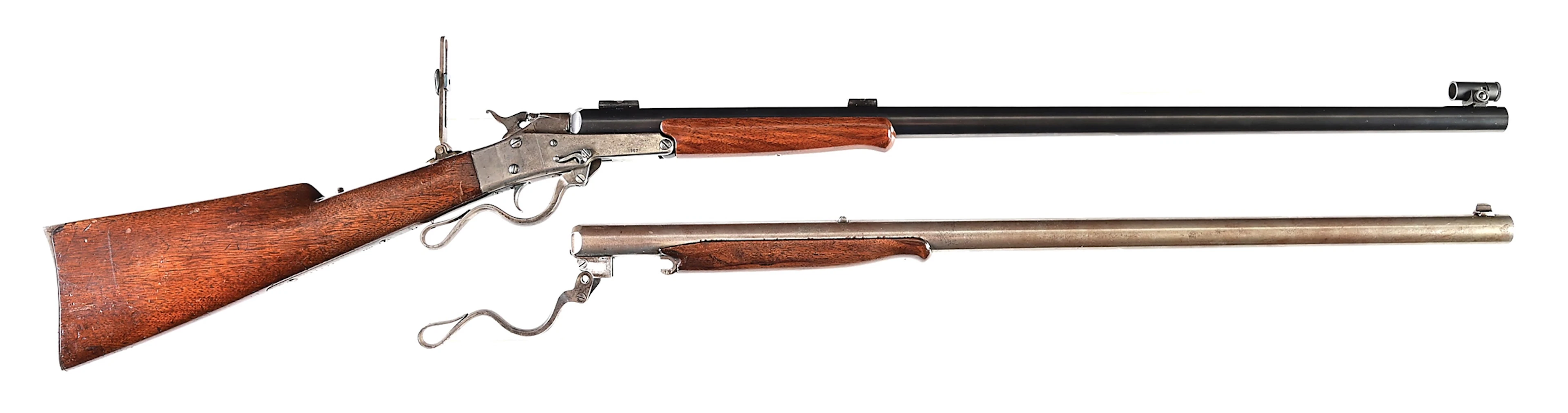 (A) MAYNARD 1882 SINGLE SHOT RIFLE WITH EXTRA BARREL