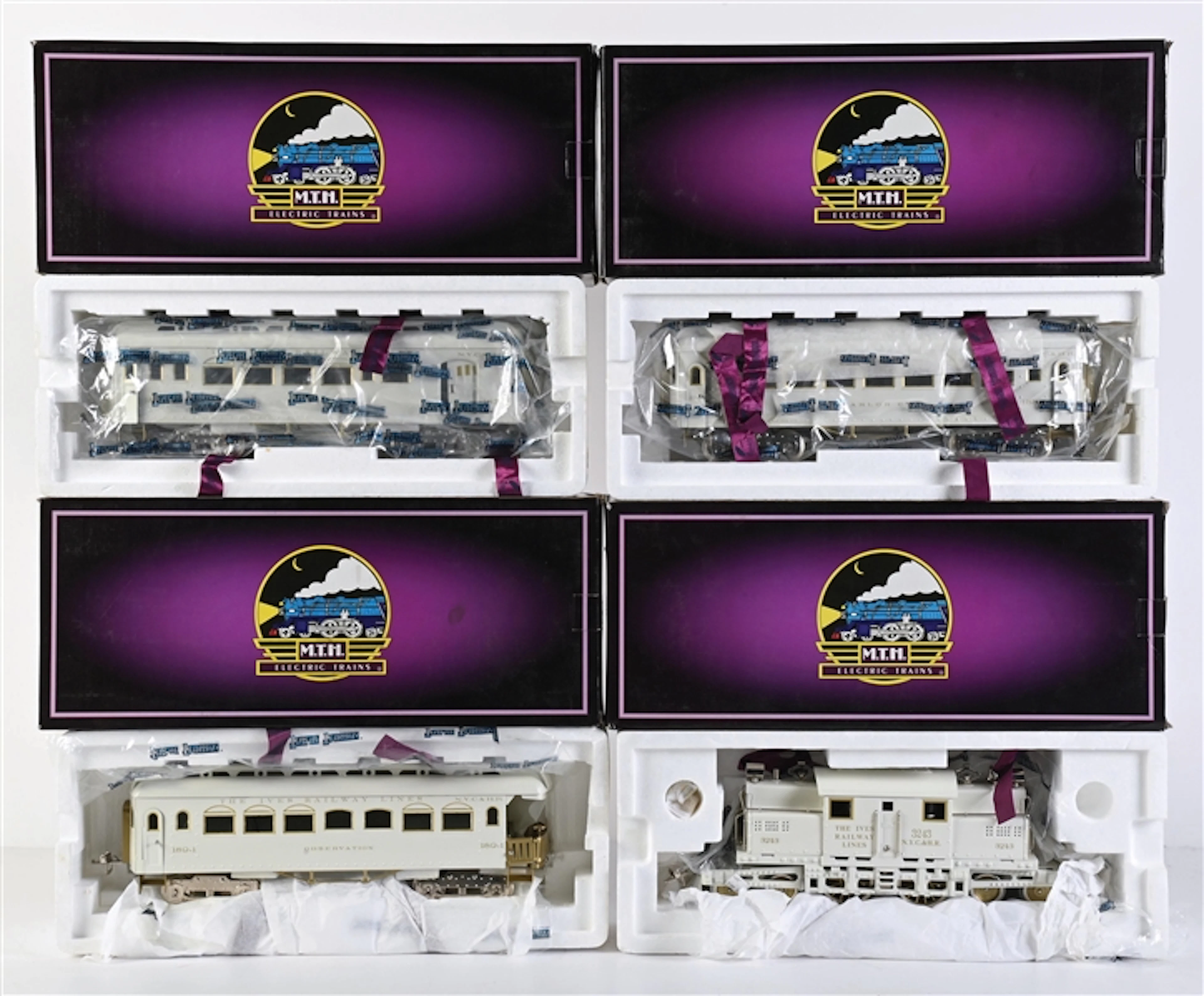 LOT OF 4: MTH TINPLATE TRADITIONS WHITE 3243R ELECTRIC ENGINE WITH