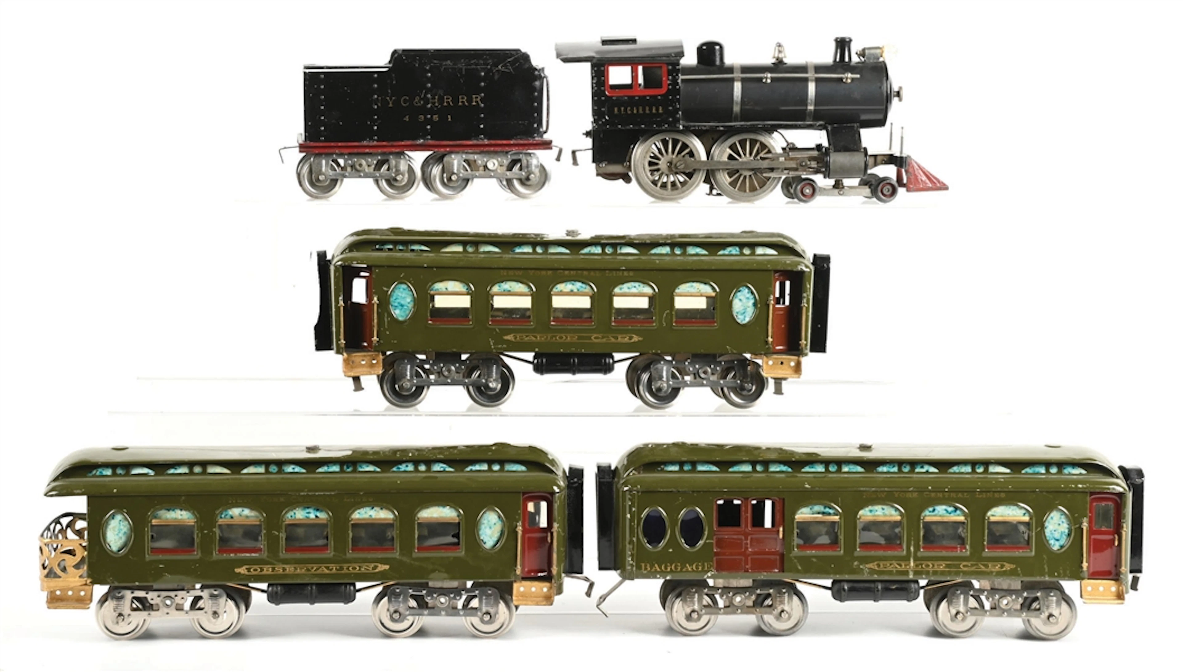 LOT OF 5: LIONEL STANDARD GAUGE NO. 6 W/ NO. 18, 19, & 190 CARS
