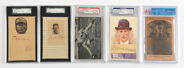 LOT OF 5: CUT AUTOGRAPH, INCLUDING OTT, MACK AND NICHOLS