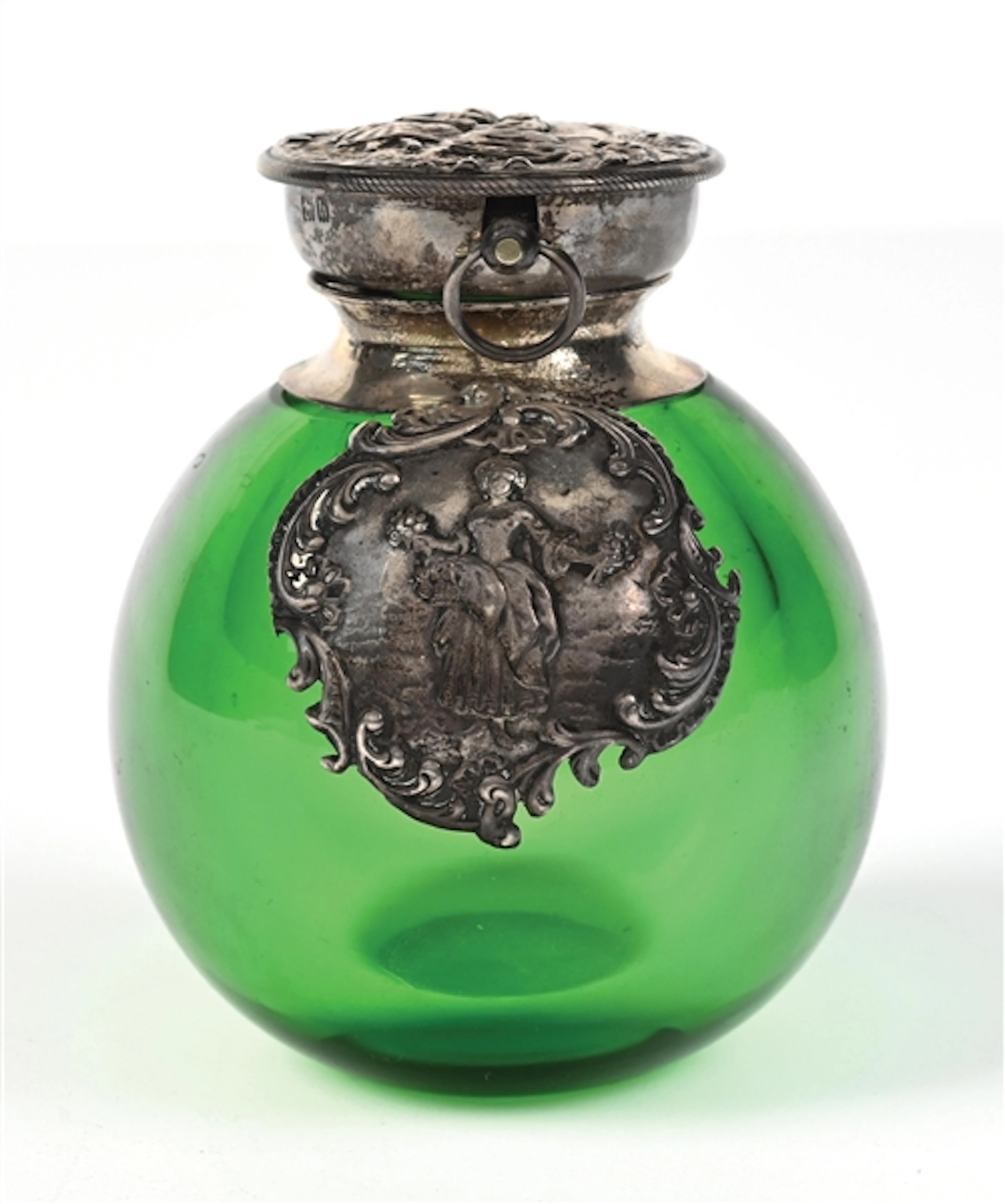 GREEN ORBITAL PERFUME WITH SILVER POCKET WATCH TOPPER