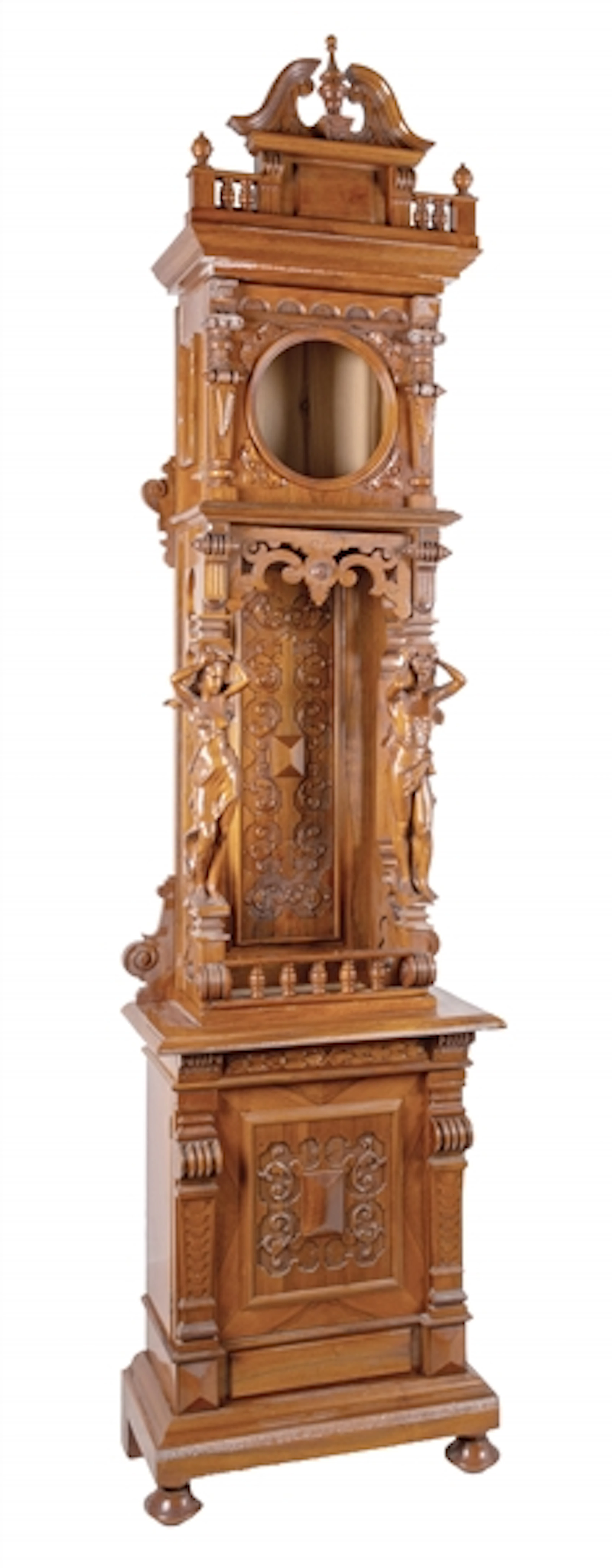 CARVED MUSICAL GRANDFATHER CLOCK W/ MUSIC BOX MECHANISM