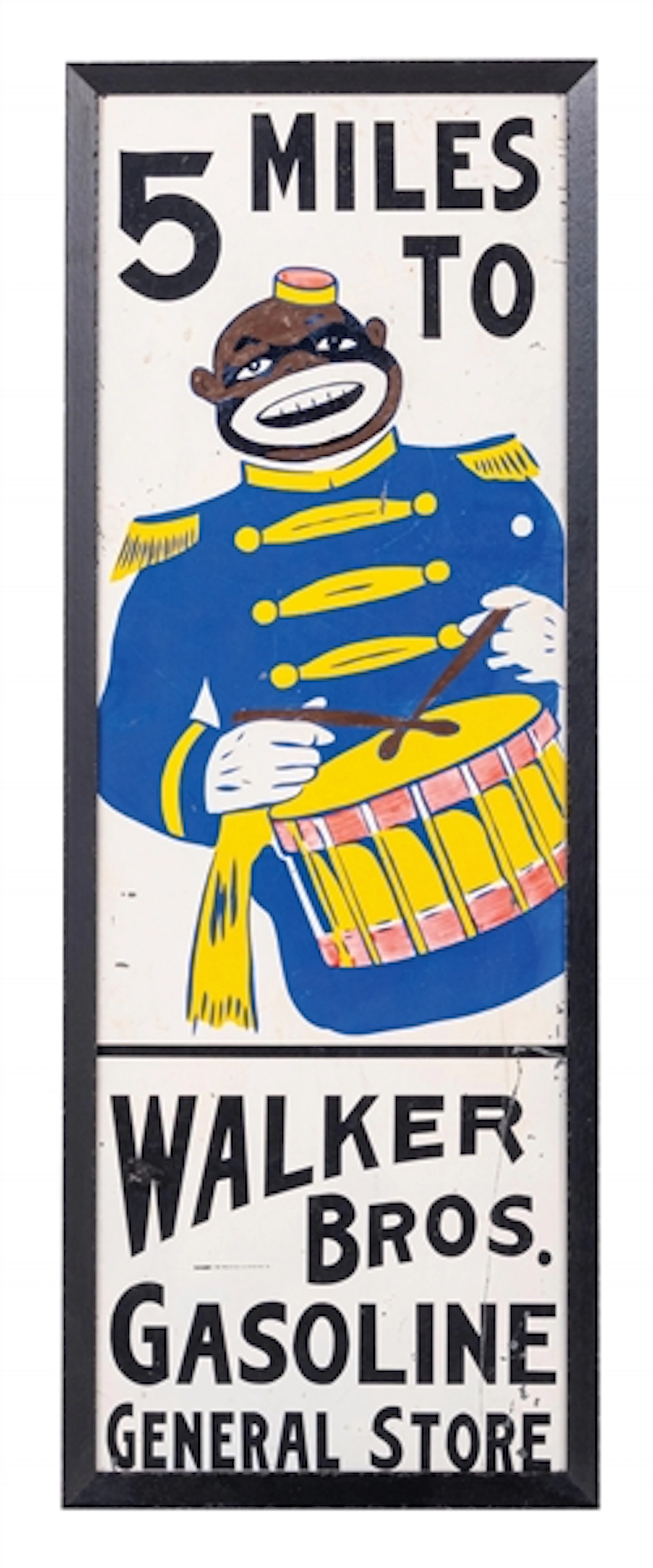 TIN MILEAGE MARKER TO WALKER BROS. GASOLINE & GENERAL STORE