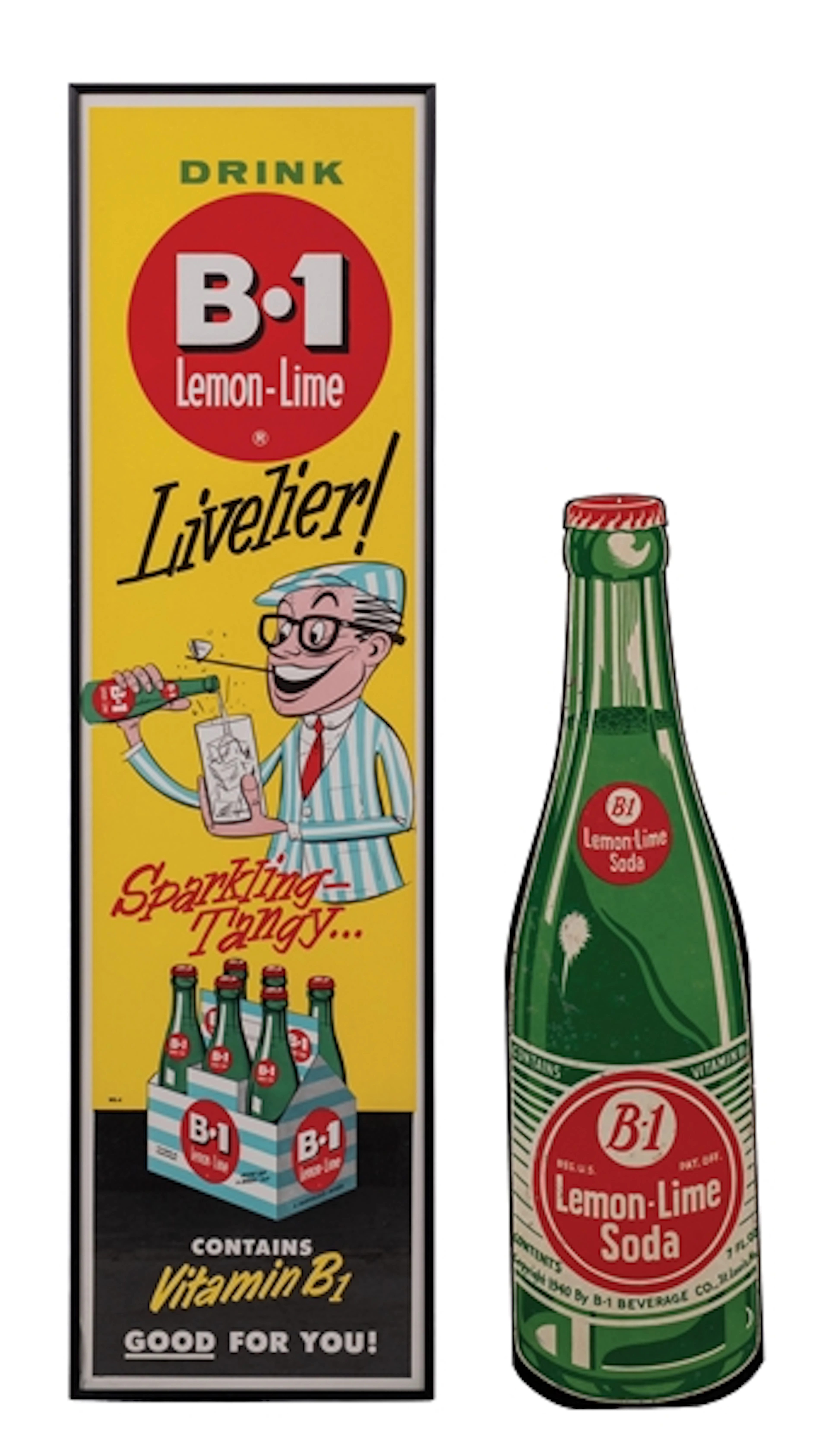 PAIR OF B-1 LEMON-LIME SODA ADVERTISING SIGNS
