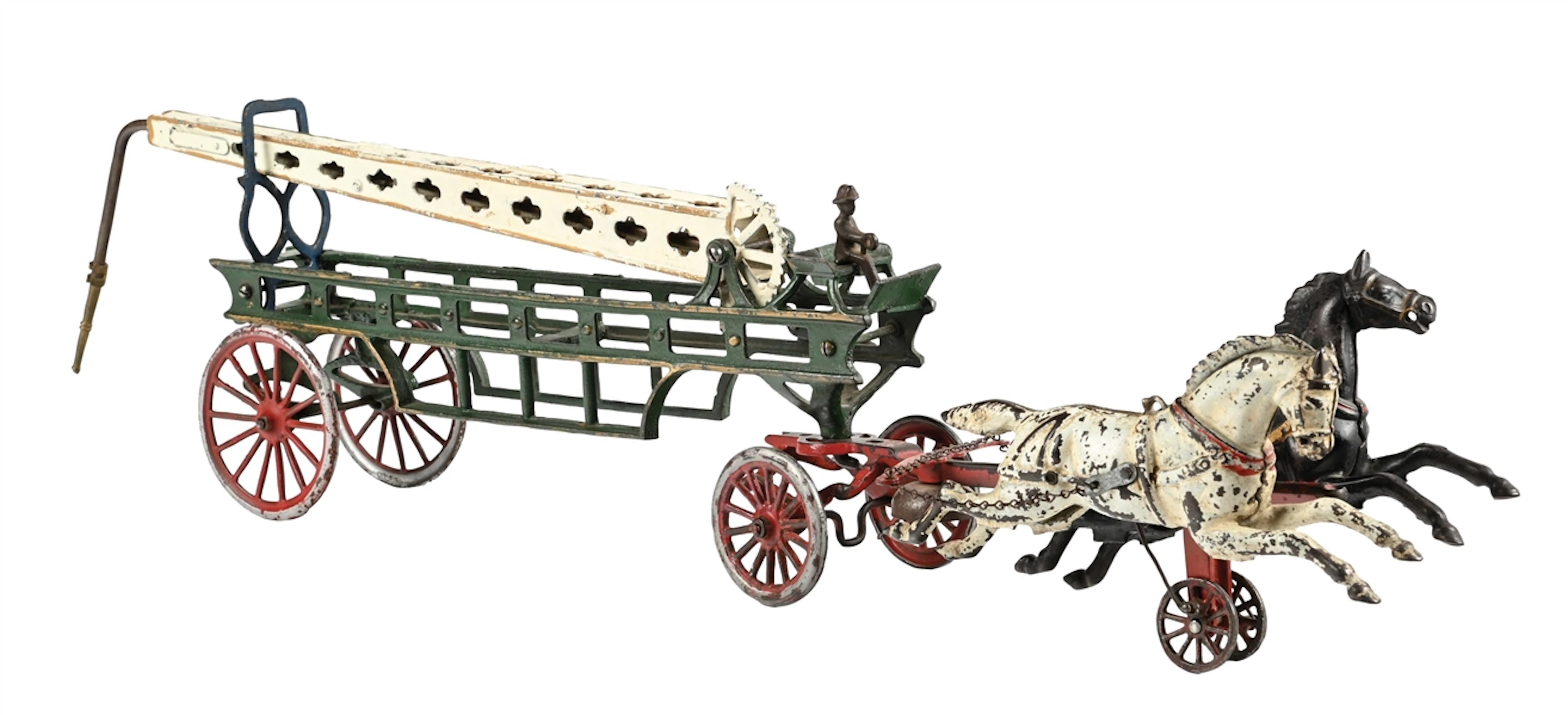 DENT HARDWARE CO. CAST IRON HORSE DRAWN FIRE WATER TOWER LADDER TRUCK
