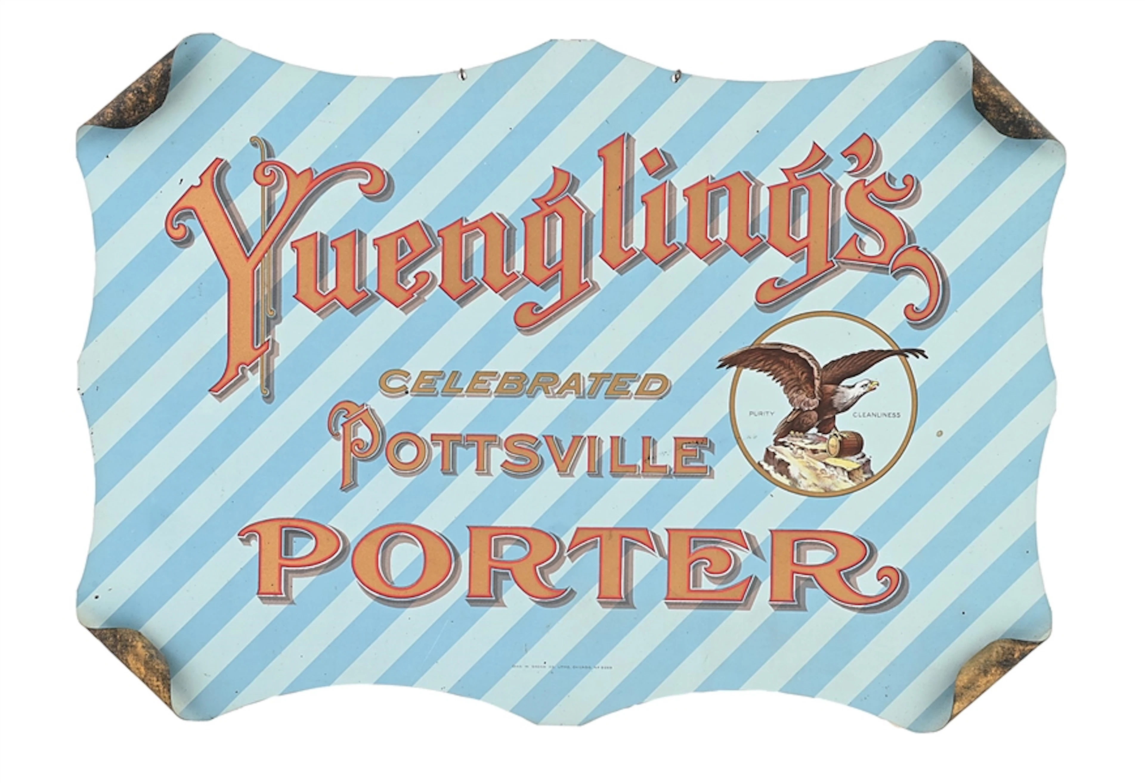 YUENGLING'S CELEBRATED PORTER TIN LITHO ROLLED EDGE SIGN