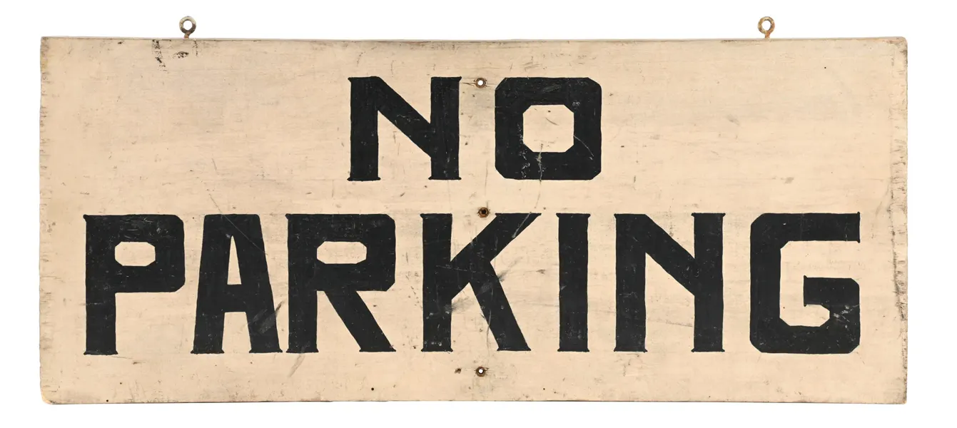 NO PARKING HAND PAINTED WOOD SIGN