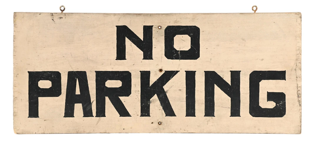 NO PARKING HAND PAINTED WOOD SIGN
