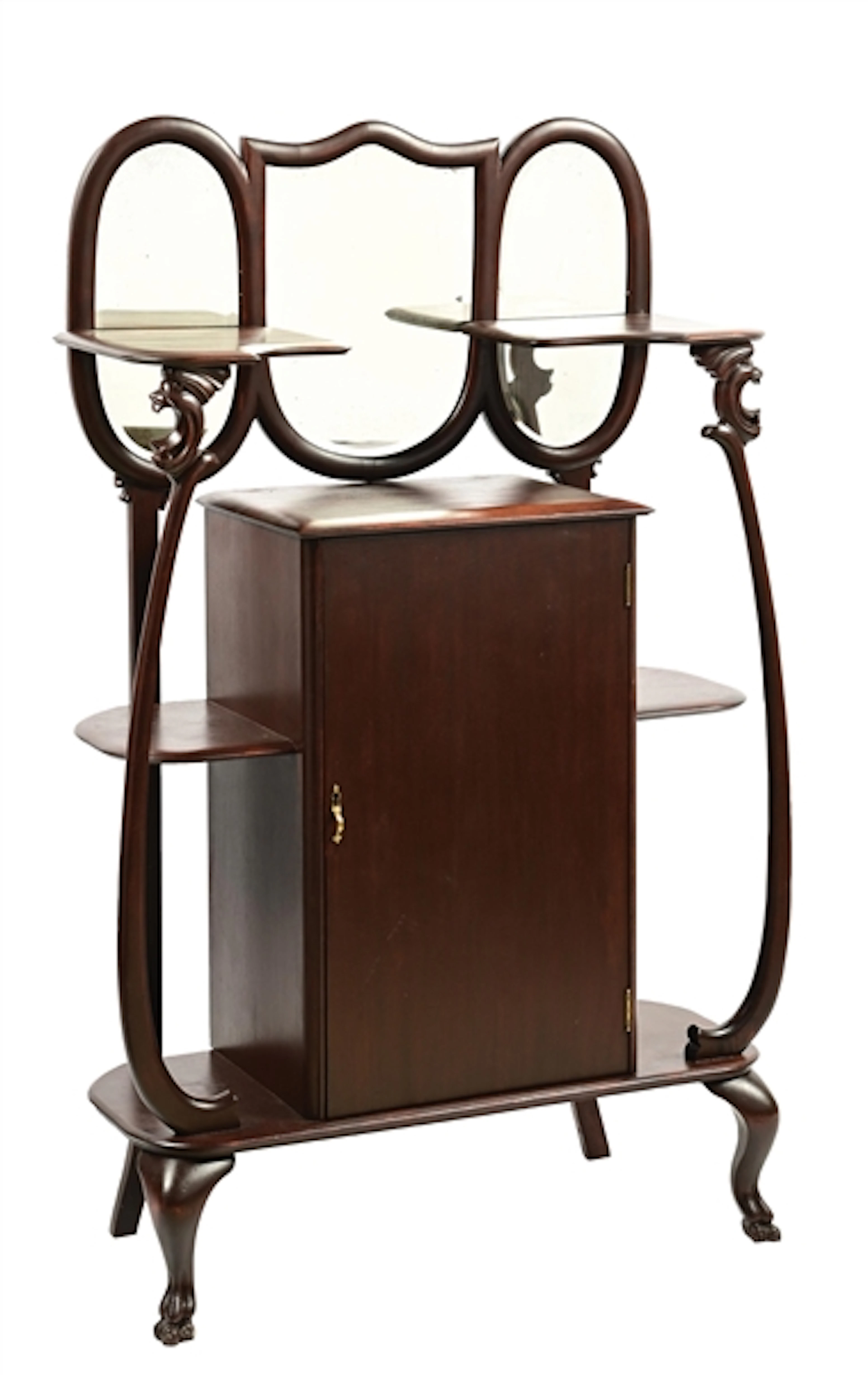 MAHOGANY CURIOLE MUSIC STAND & CABINET