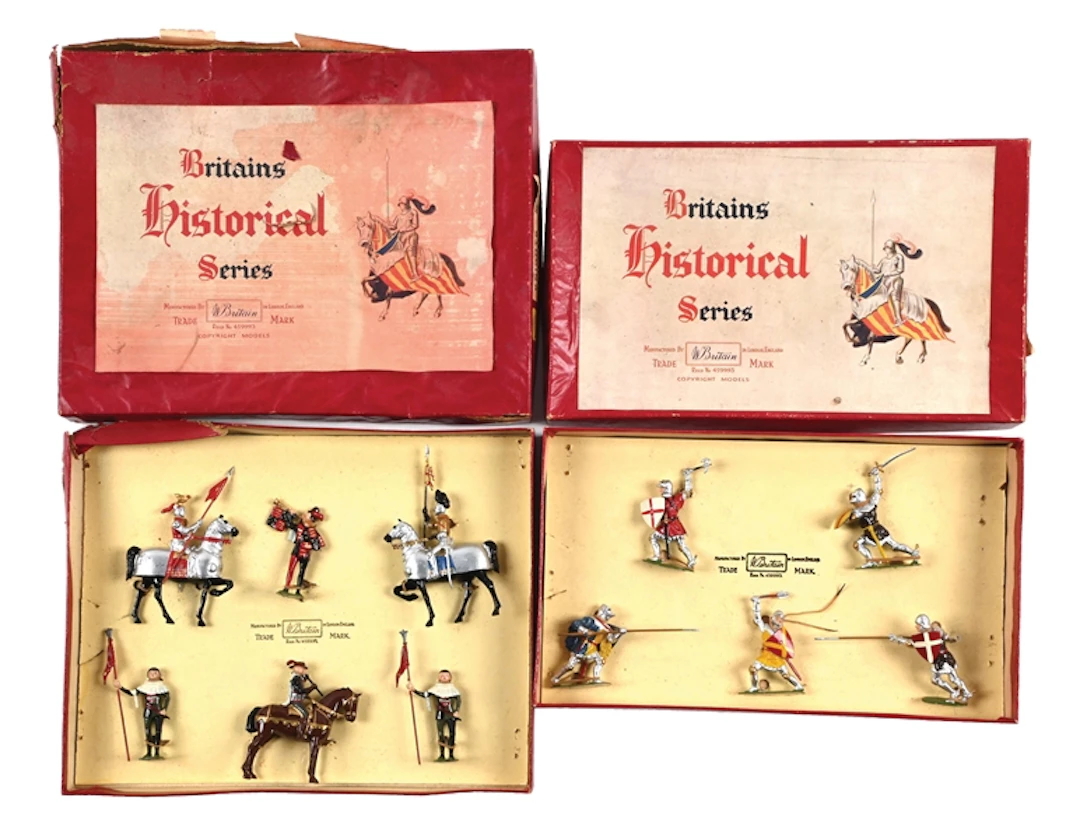 LOT OF 2: W. BRITAIN KNIGHTS SETS NO. 1664 & 1258 W/ ORIG. BOXES