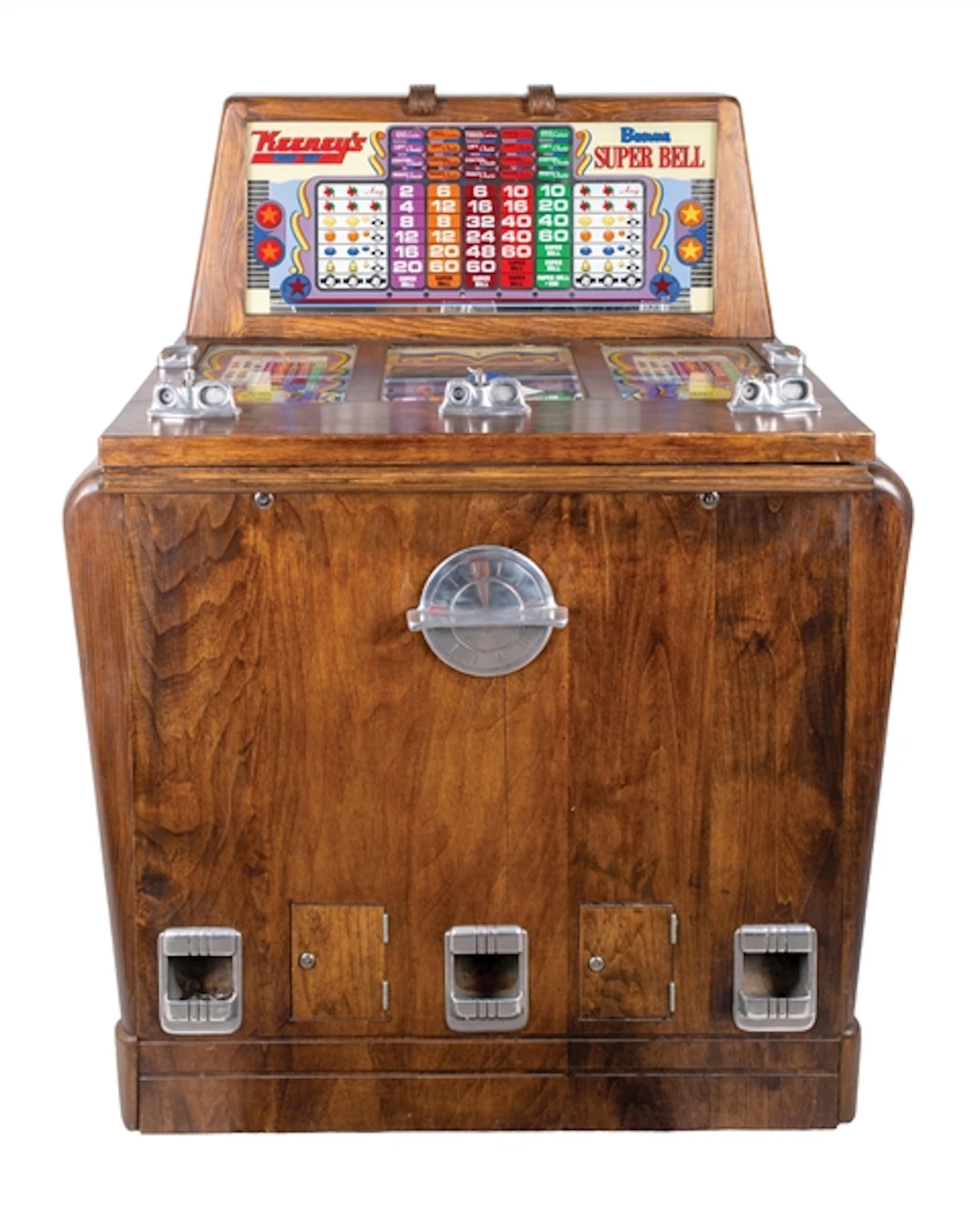 KEENEY'S THREE WAY "BONUS SUPER BELL CONSOLE SLOT MACHINE