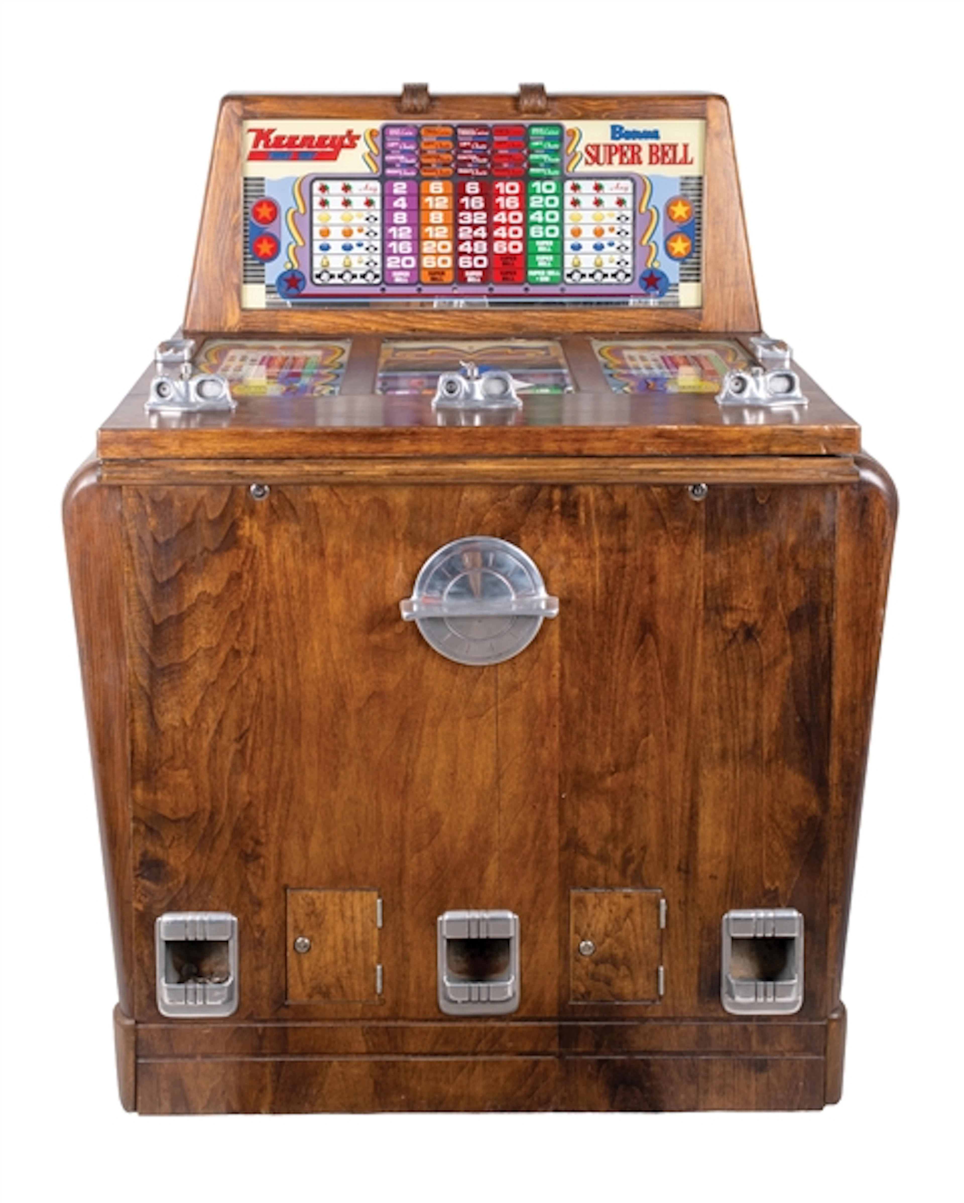 KEENEY'S THREE WAY "BONUS SUPER BELL CONSOLE SLOT MACHINE