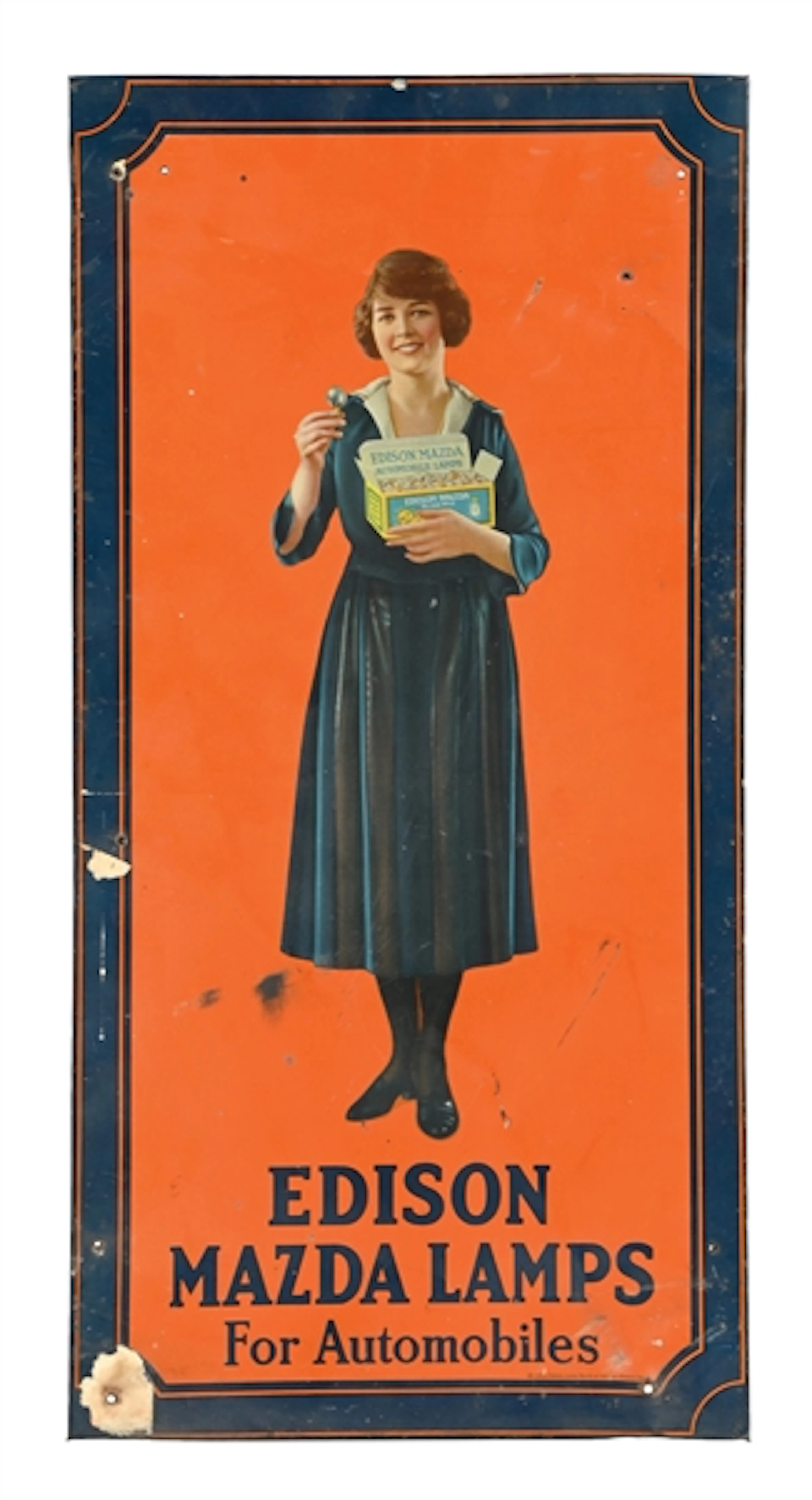 EDISON MAZDA LAMPS FOR AUTOMOBILES TIN SIGN