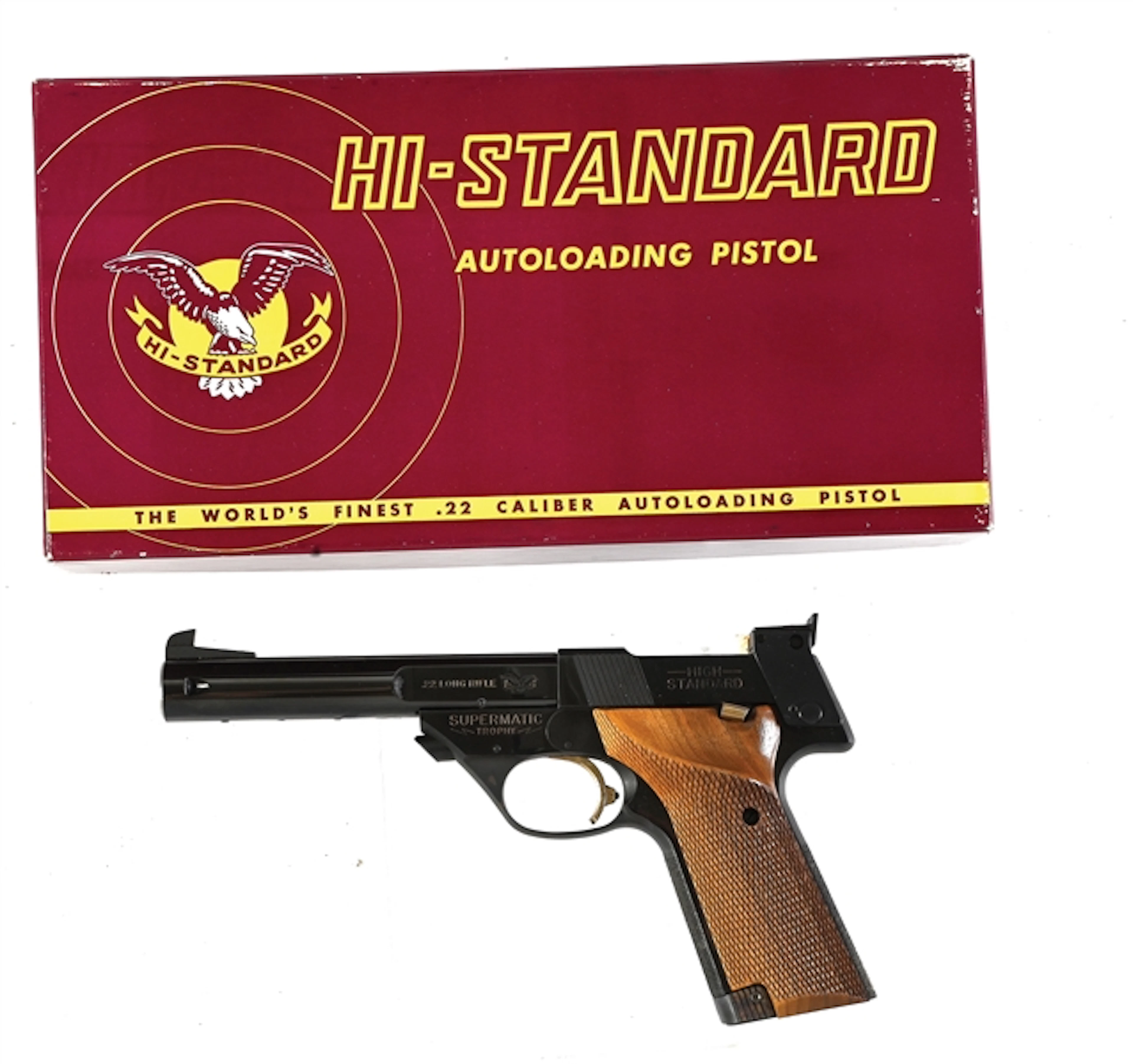 (C) NEAR NIB HI STANDARD MODEL 106 MILITARY SUPERMATIC TROPHY SEMI-AUTOMATIC