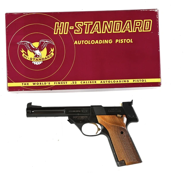 (C) NEAR NIB HI STANDARD MODEL 106 MILITARY SUPERMATIC TROPHY SEMI-AUTOMATIC