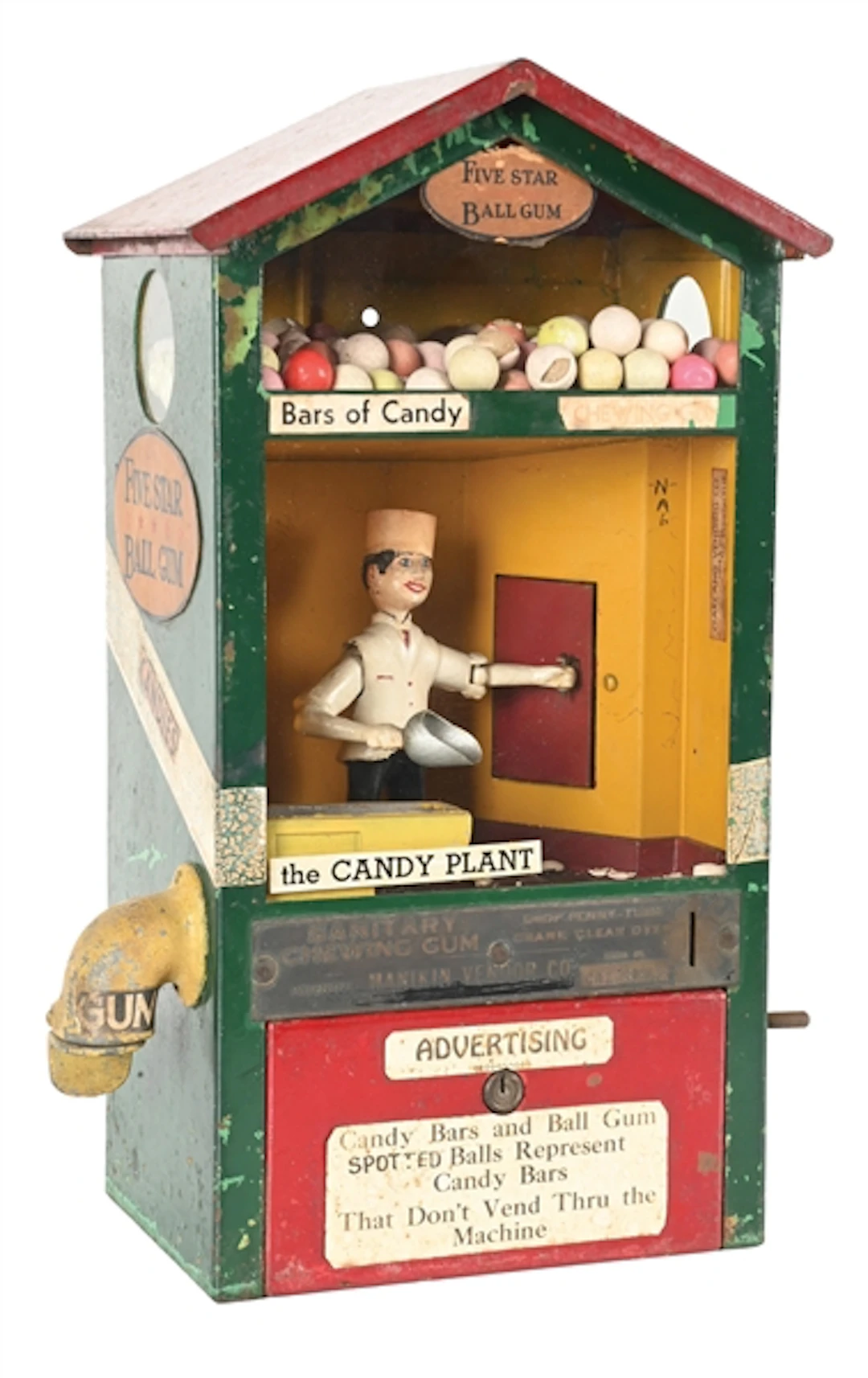 1¢ MANIKIN VENDING CO. "BAKER BOY" GUMBALL VENDING MACHINE