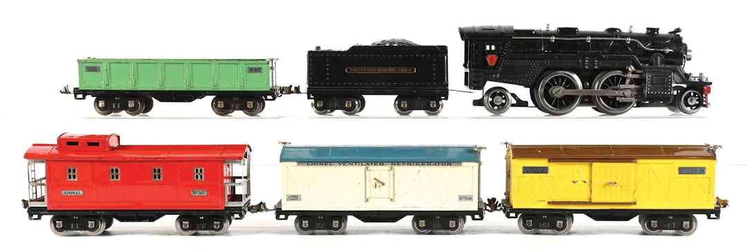 LOT OF 6: LIONEL STANDARD GA. NO. 1835E STEAM LOCOMOTIVE AND TENDER