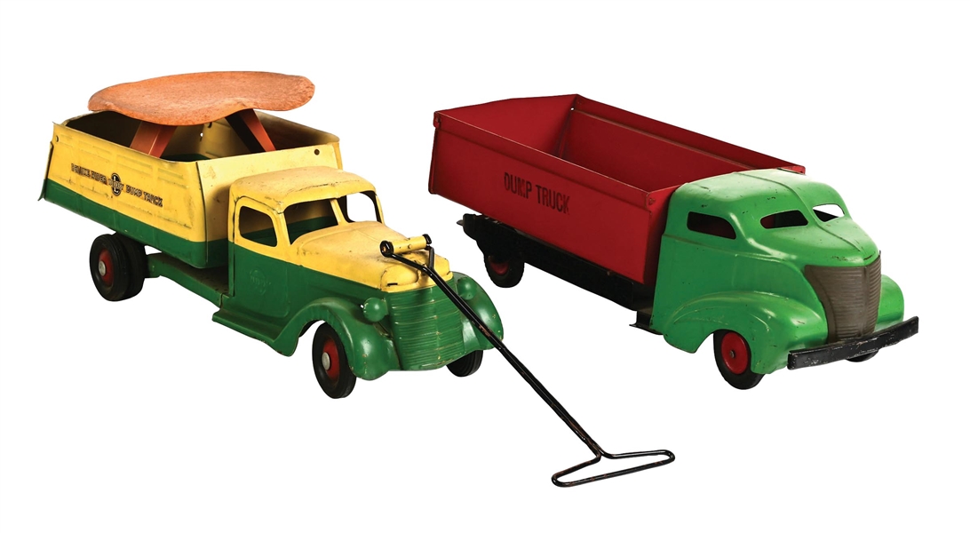LOT OF 2: DELUXE BUDDY L RIDER AND REGULAR TOY DUMP TRUCK