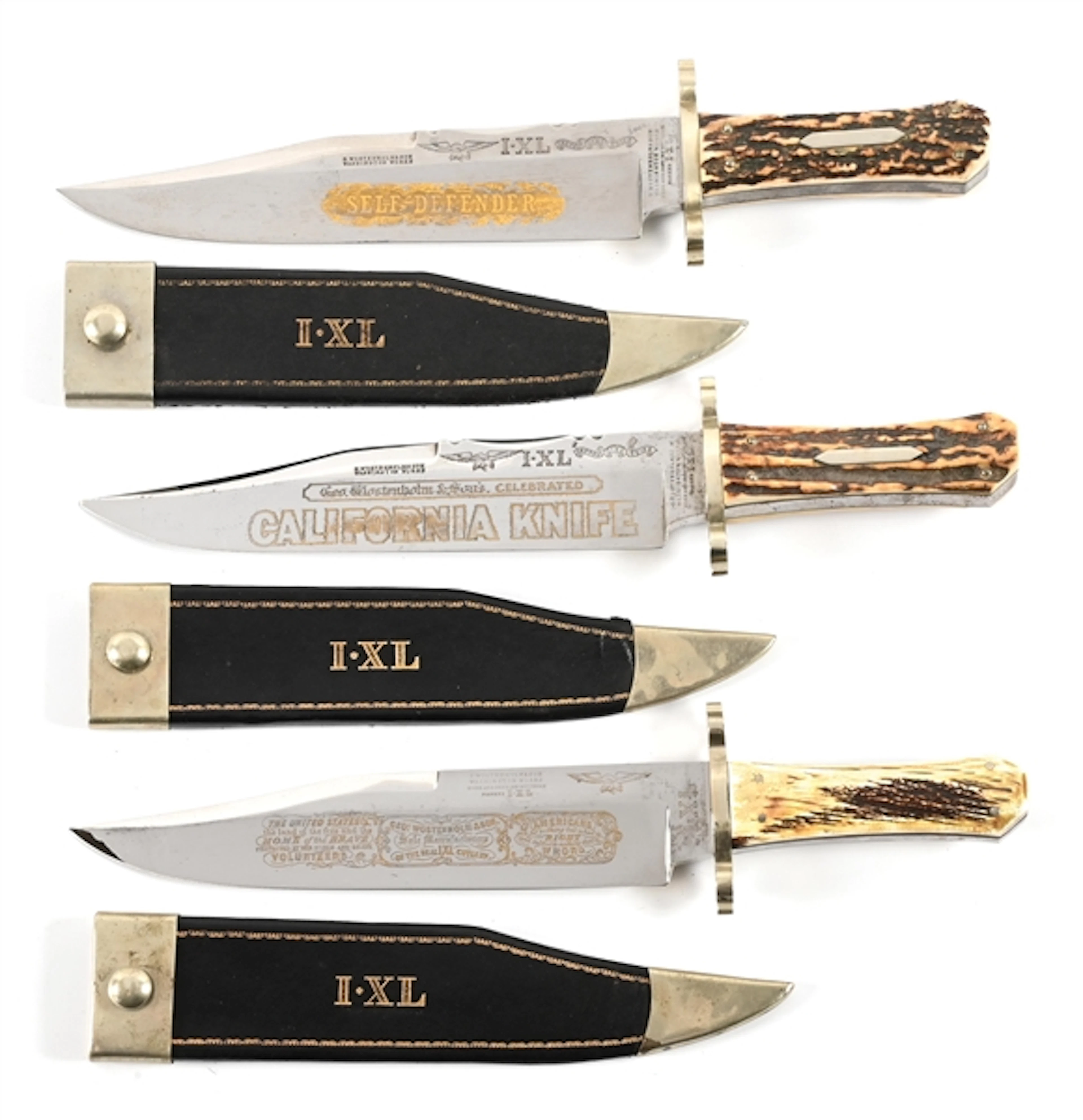 LOT OF 3: GEORGE WOSTENHOLM COMMEMORATIVE BOWIE KNIVES.