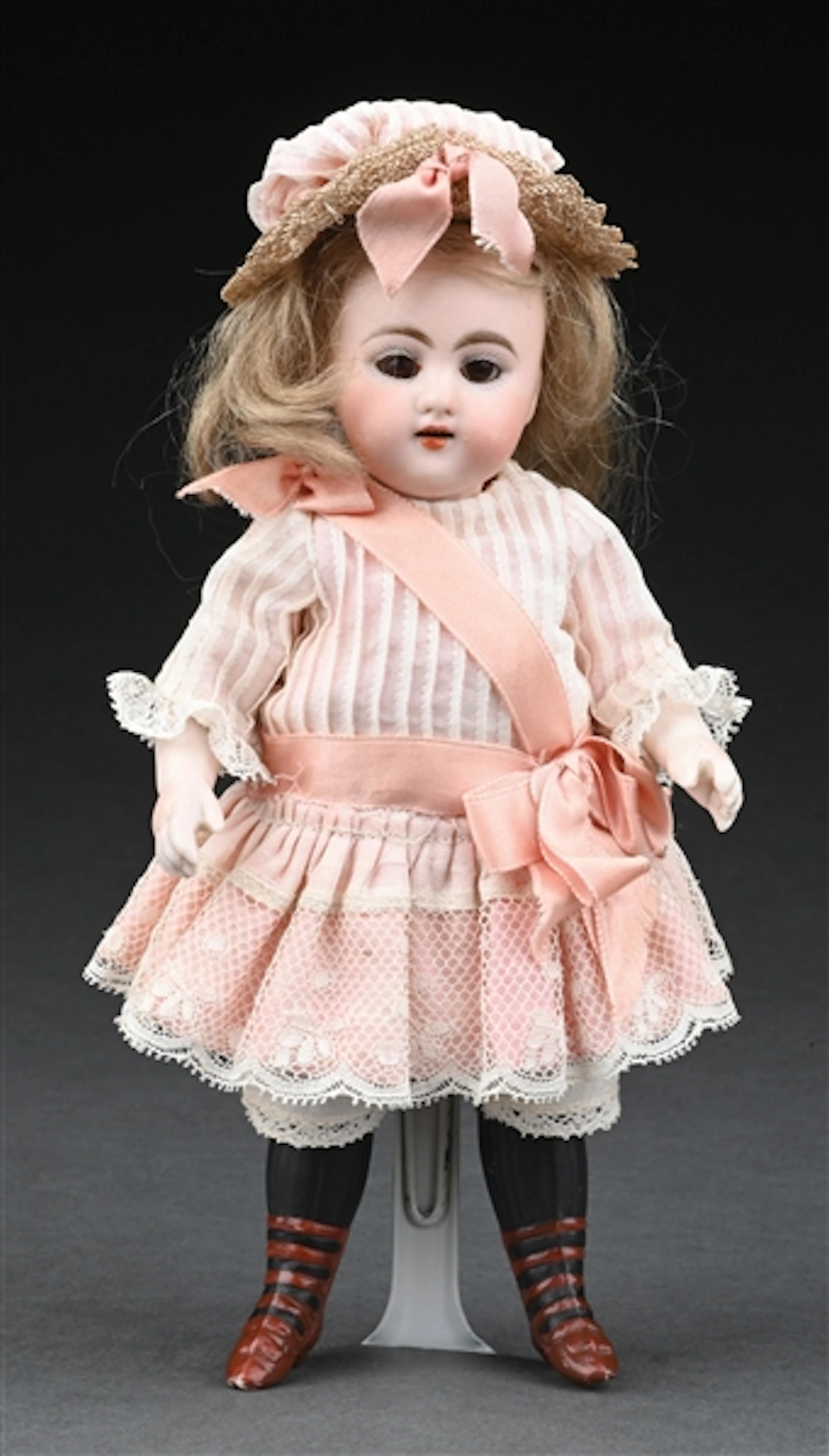 LOVELY & HIGHLY DESIRABLE ALL BISQUE DOLL BY SIMON & HALDIG W/ LONG