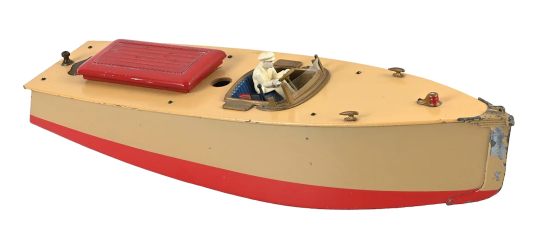 CALWIS INDUSTRIES LTD. ORKIN CRAFT TOY POND SPEED BOAT WITH DRIVER